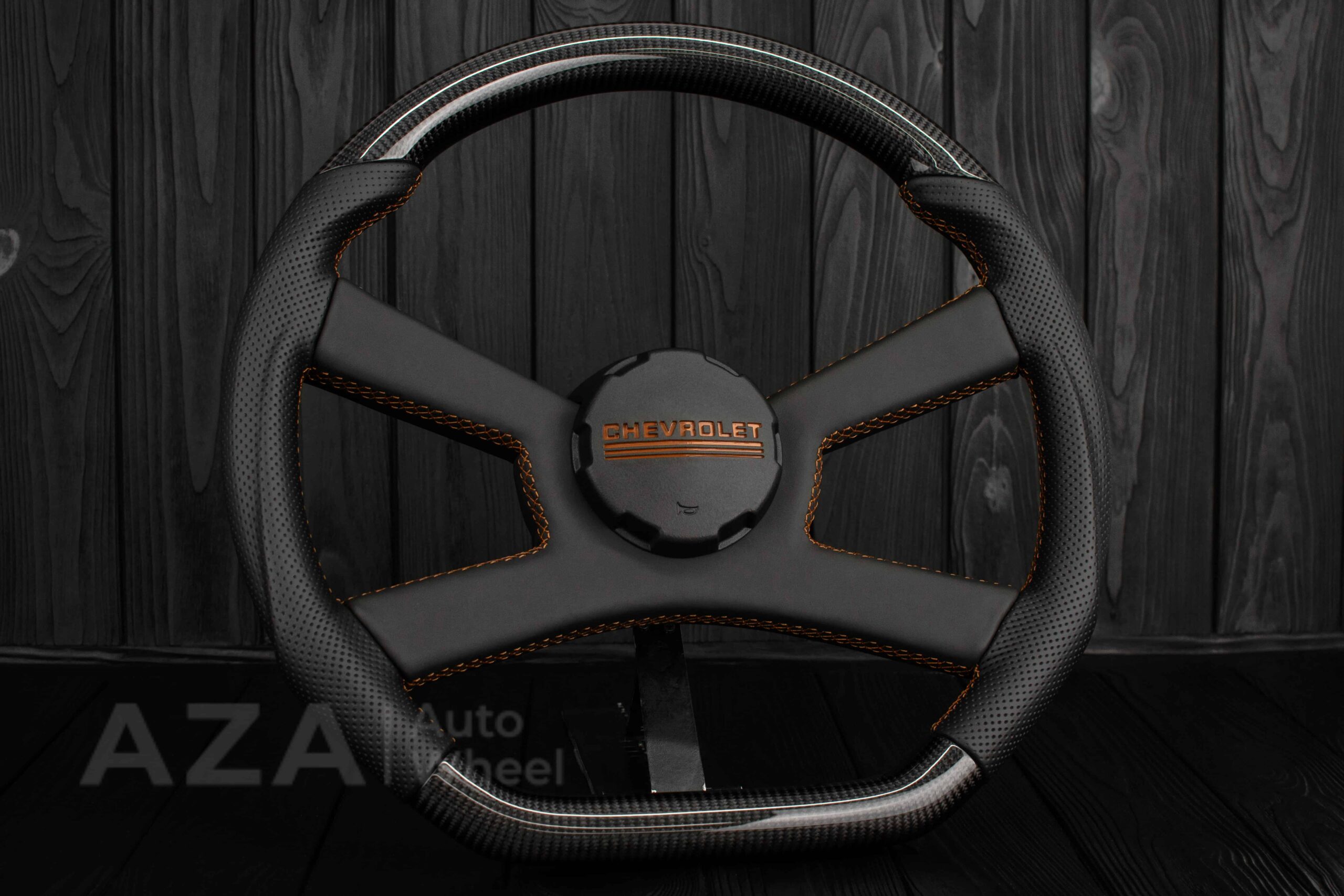 Steering wheel GM, OBS, C/K Silverado, Suburan (1988-1994) Carbon fiber/Perforated leather/Brown Accents - Image 3