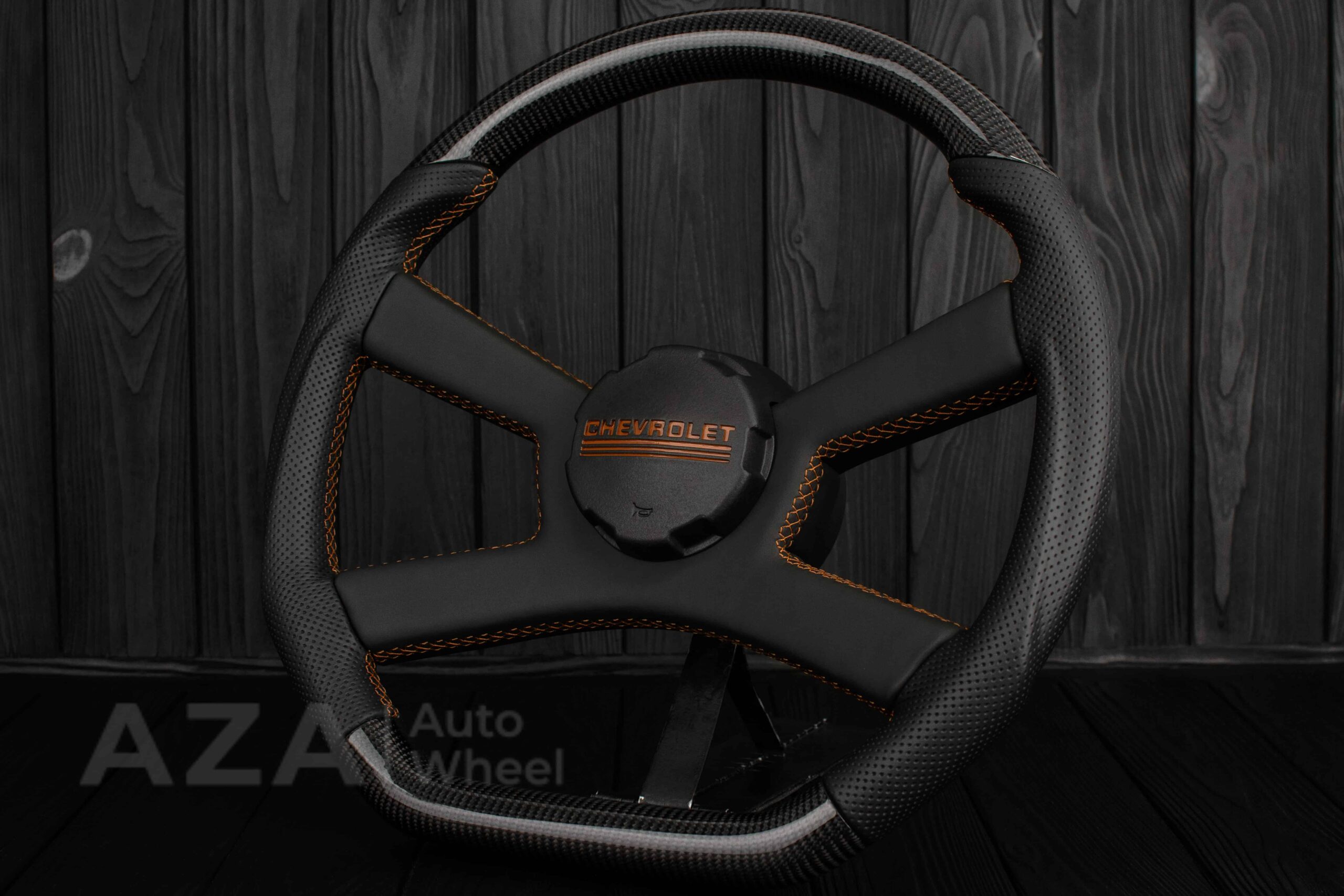 Steering wheel GM, OBS, C/K Silverado, Suburan (1988-1994) Carbon fiber/Perforated leather/Brown Accents - Image 6