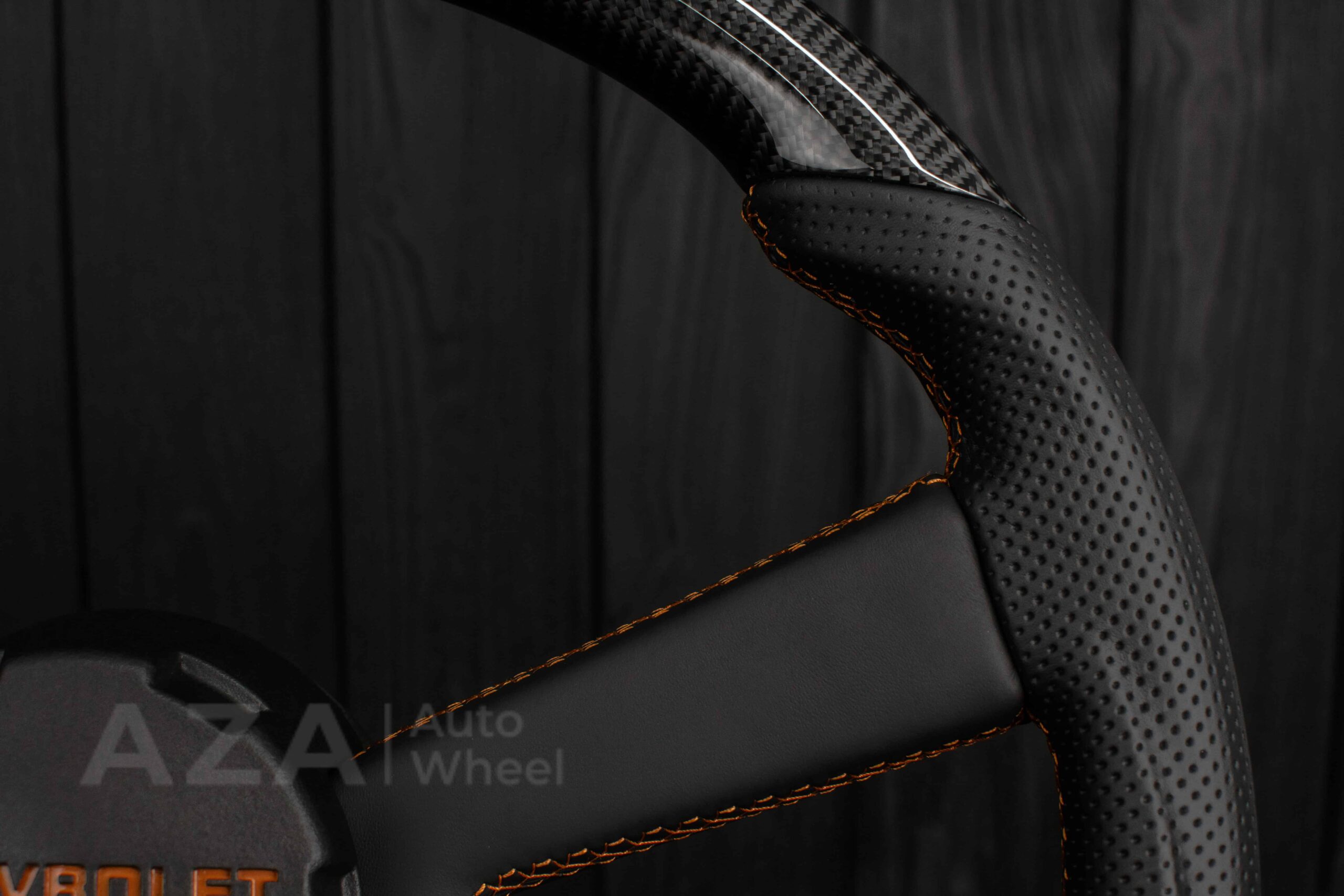 Steering wheel GM, OBS, C/K Silverado, Suburan (1988-1994) Carbon fiber/Perforated leather/Brown Accents - Image 25