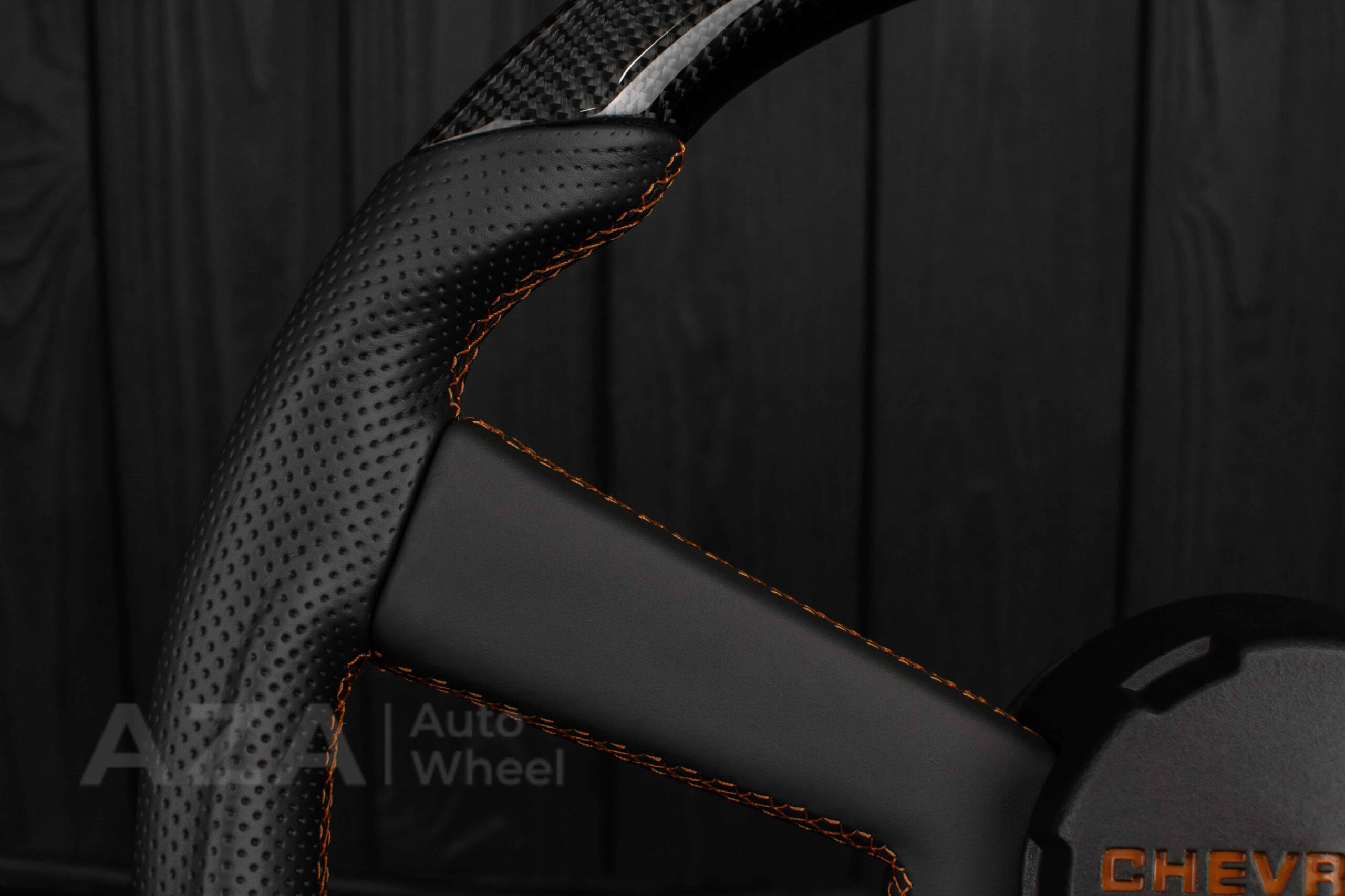 Steering wheel GM, OBS, C/K Silverado, Suburan (1988-1994) Carbon fiber/Perforated leather/Brown Accents - Image 24