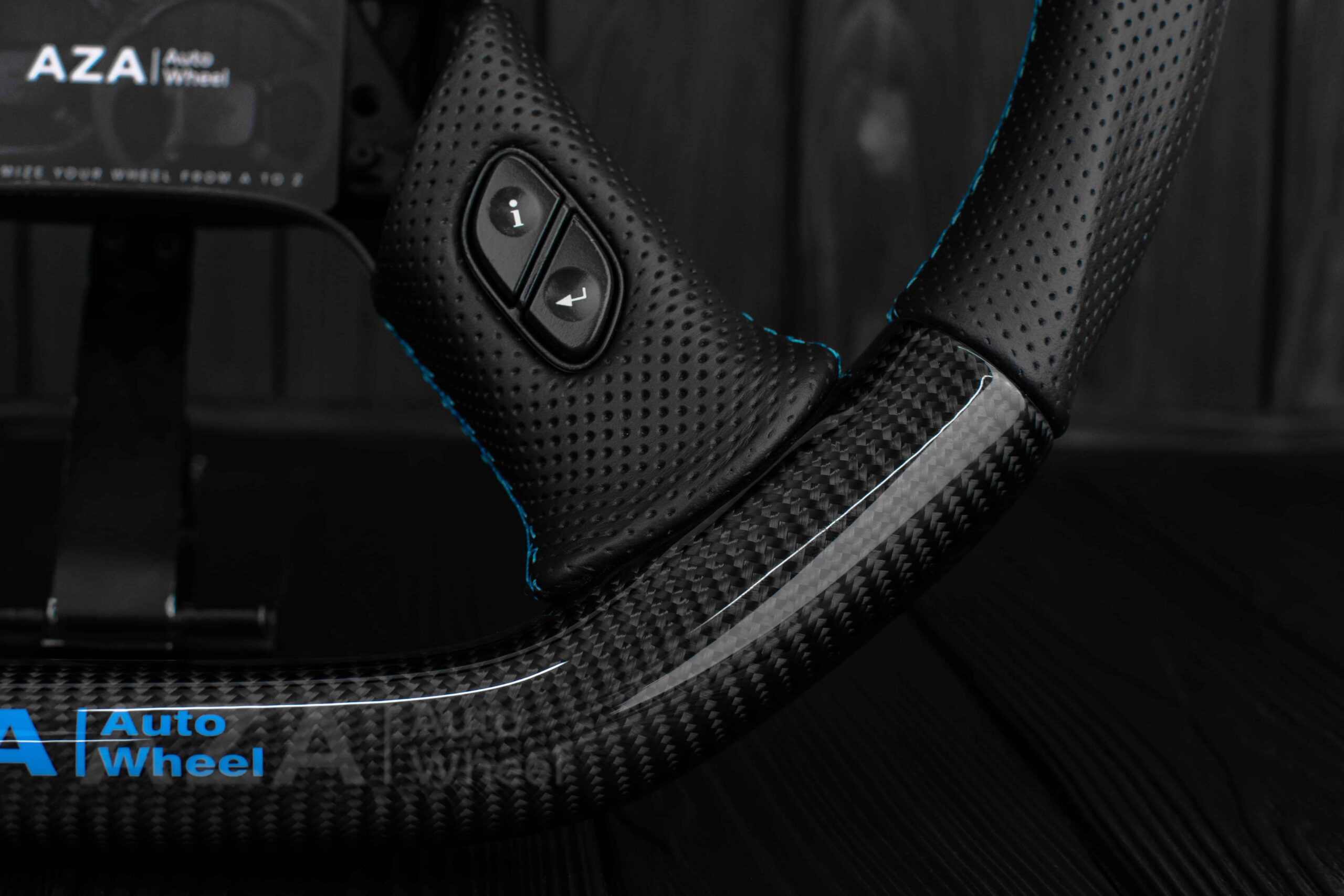 Steering wheel GM, Silverado, Sierra, Yukon, H2, Trailblazer (2003+) Carbon fiber/Perforated leather/Light Blue/Aza Auto Wheel Special Edition - Image 24
