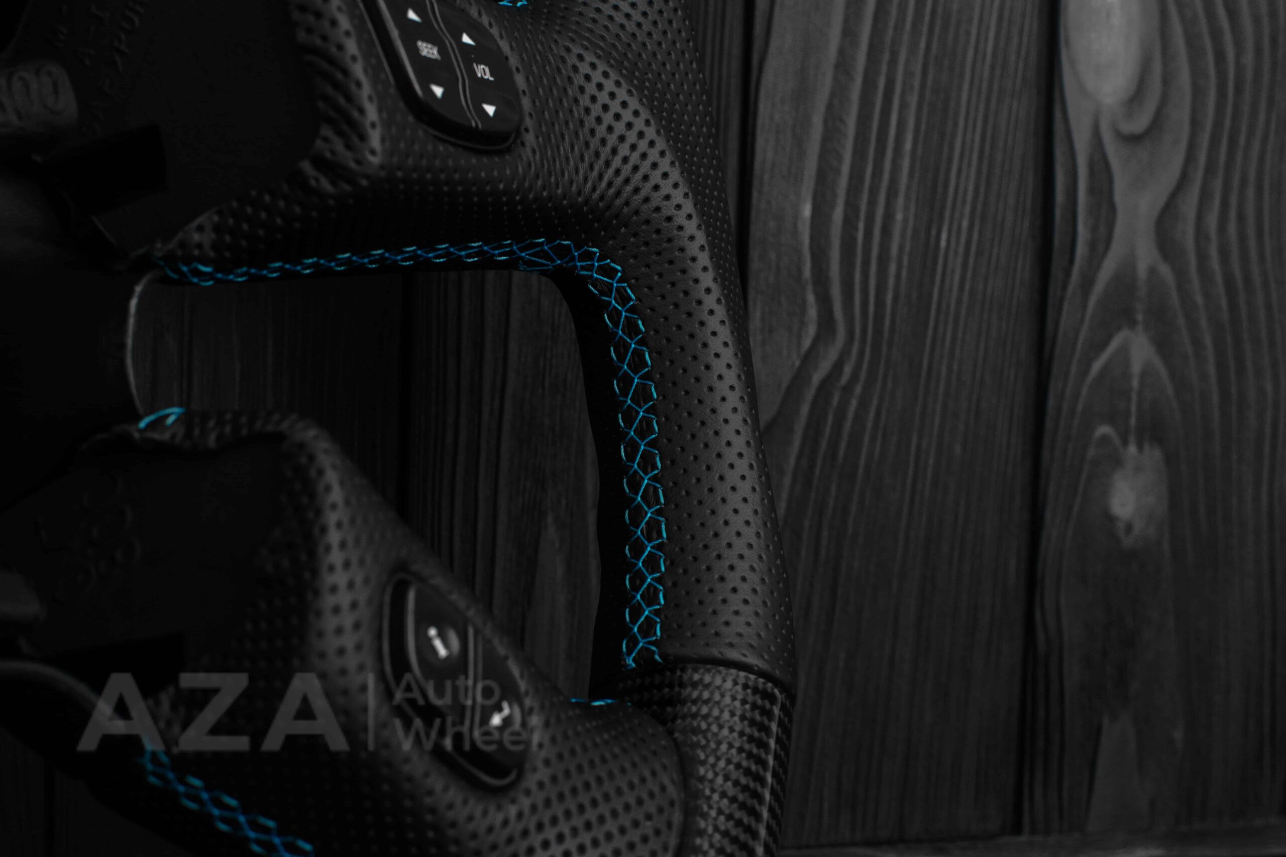Steering wheel GM, Silverado, Sierra, Yukon, H2, Trailblazer (2003+) Carbon fiber/Perforated leather/Light Blue/Aza Auto Wheel Special Edition - Image 17