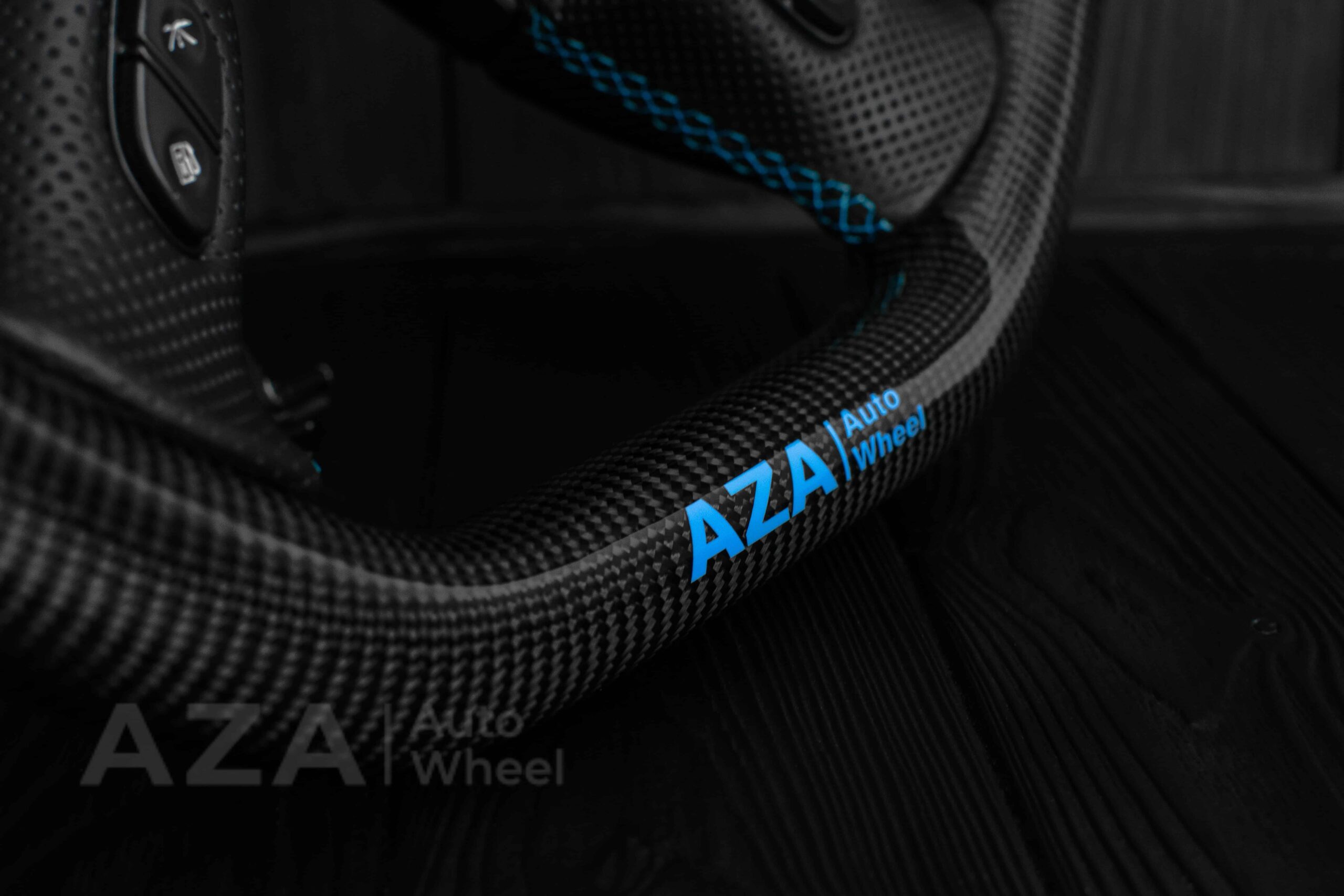 Steering wheel GM, Silverado, Sierra, Yukon, H2, Trailblazer (2003+) Carbon fiber/Perforated leather/Light Blue/Aza Auto Wheel Special Edition - Image 16