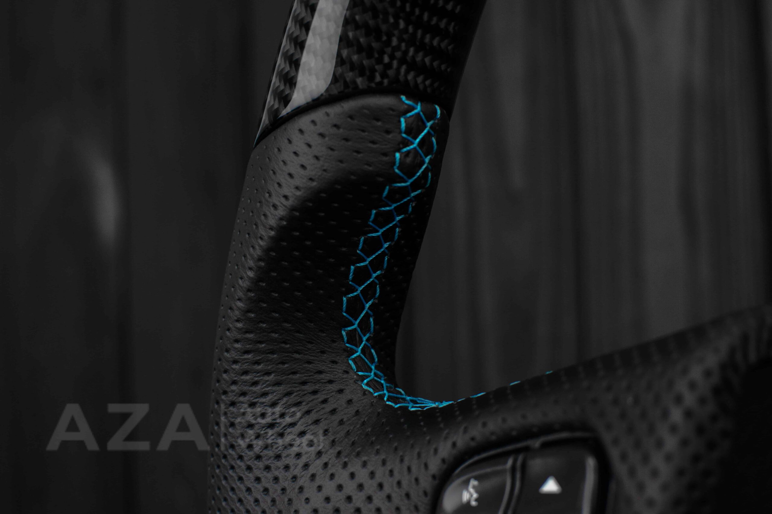 Steering wheel GM, Silverado, Sierra, Yukon, H2, Trailblazer (2003+) Carbon fiber/Perforated leather/Light Blue/Aza Auto Wheel Special Edition - Image 14