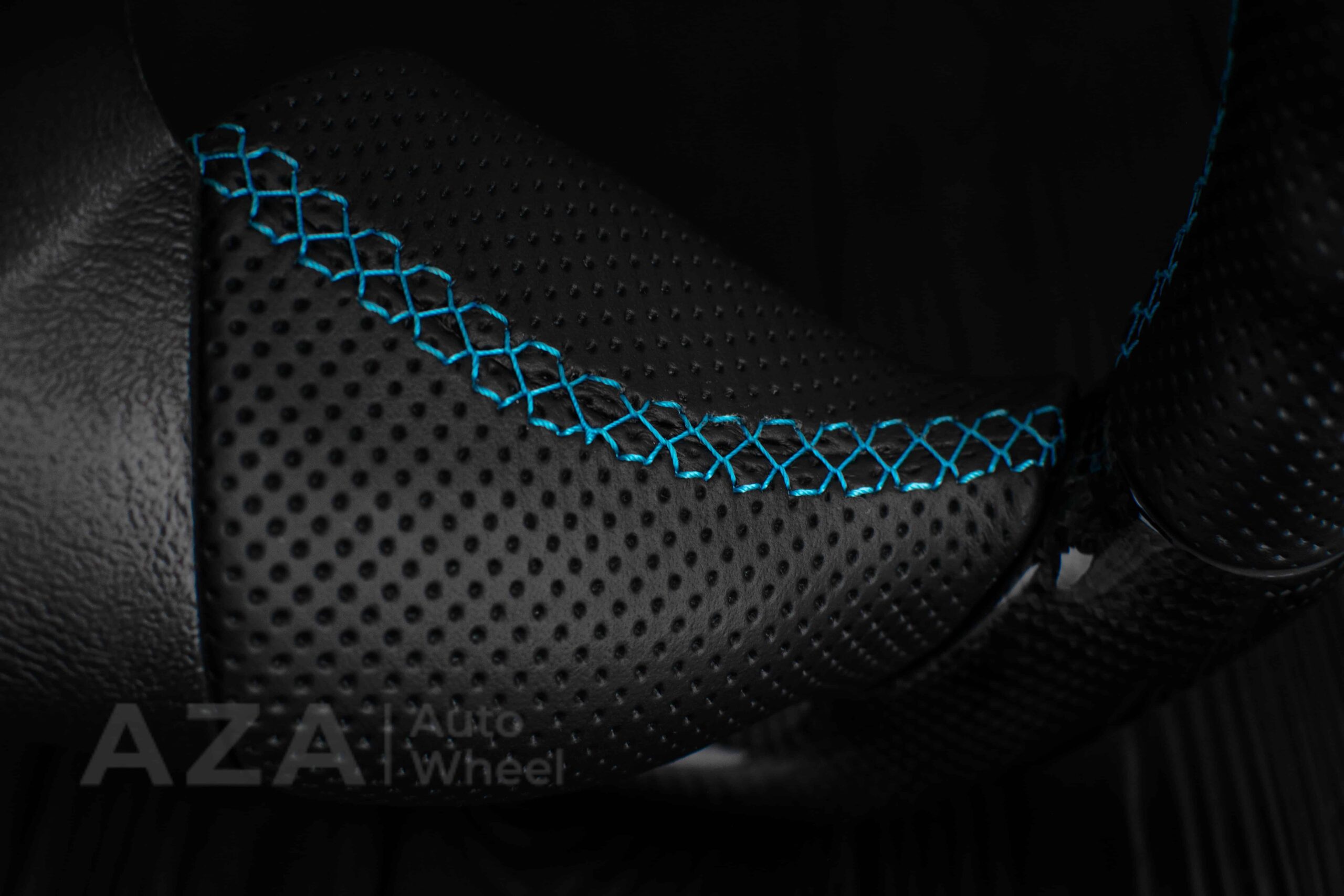 Steering wheel GM, Silverado, Sierra, Yukon, H2, Trailblazer (2003+) Carbon fiber/Perforated leather/Light Blue/Aza Auto Wheel Special Edition - Image 8