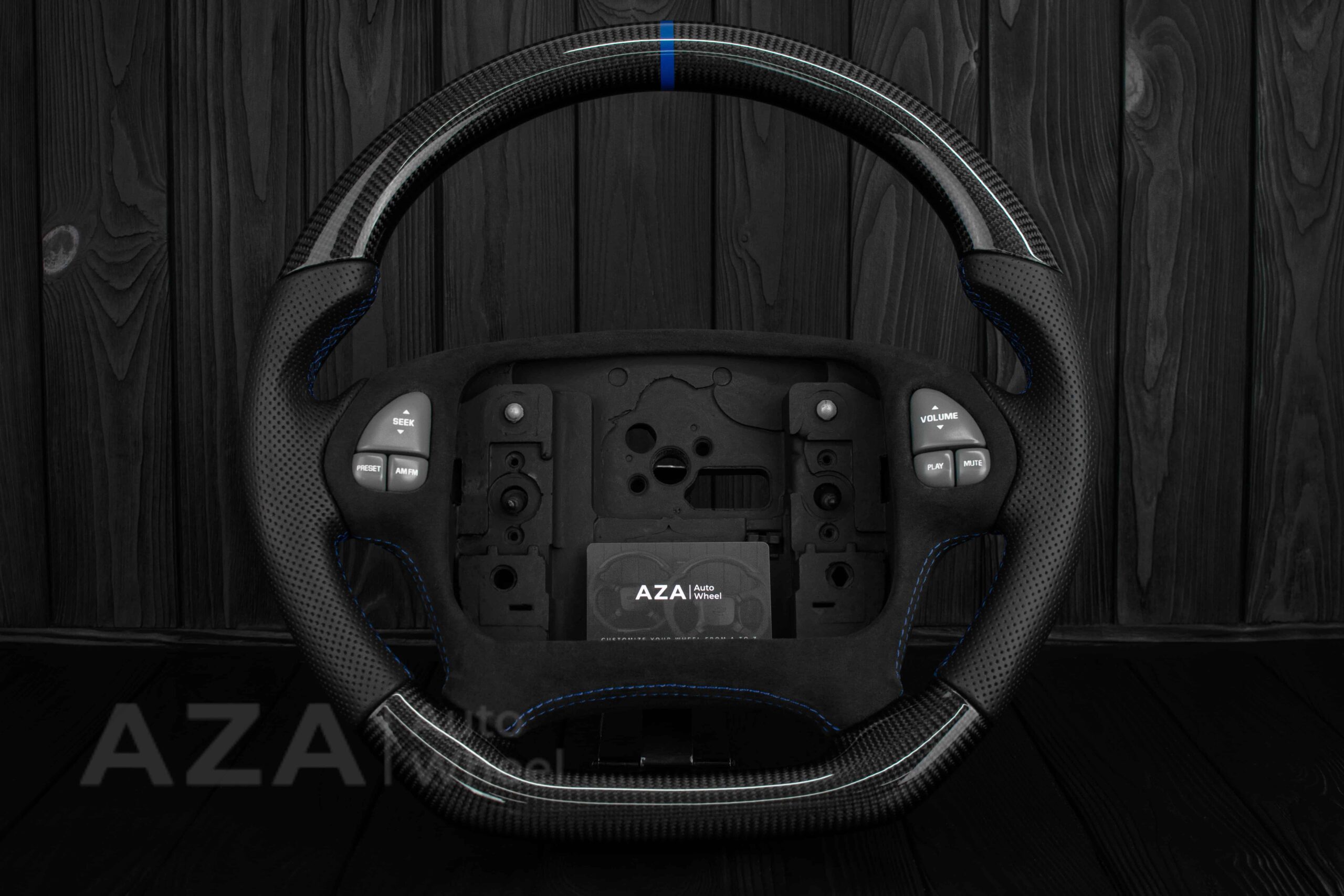 Steering wheel Pontiac Firebird/Trans Am Carbon fiber/Alcantara/Blue Accents