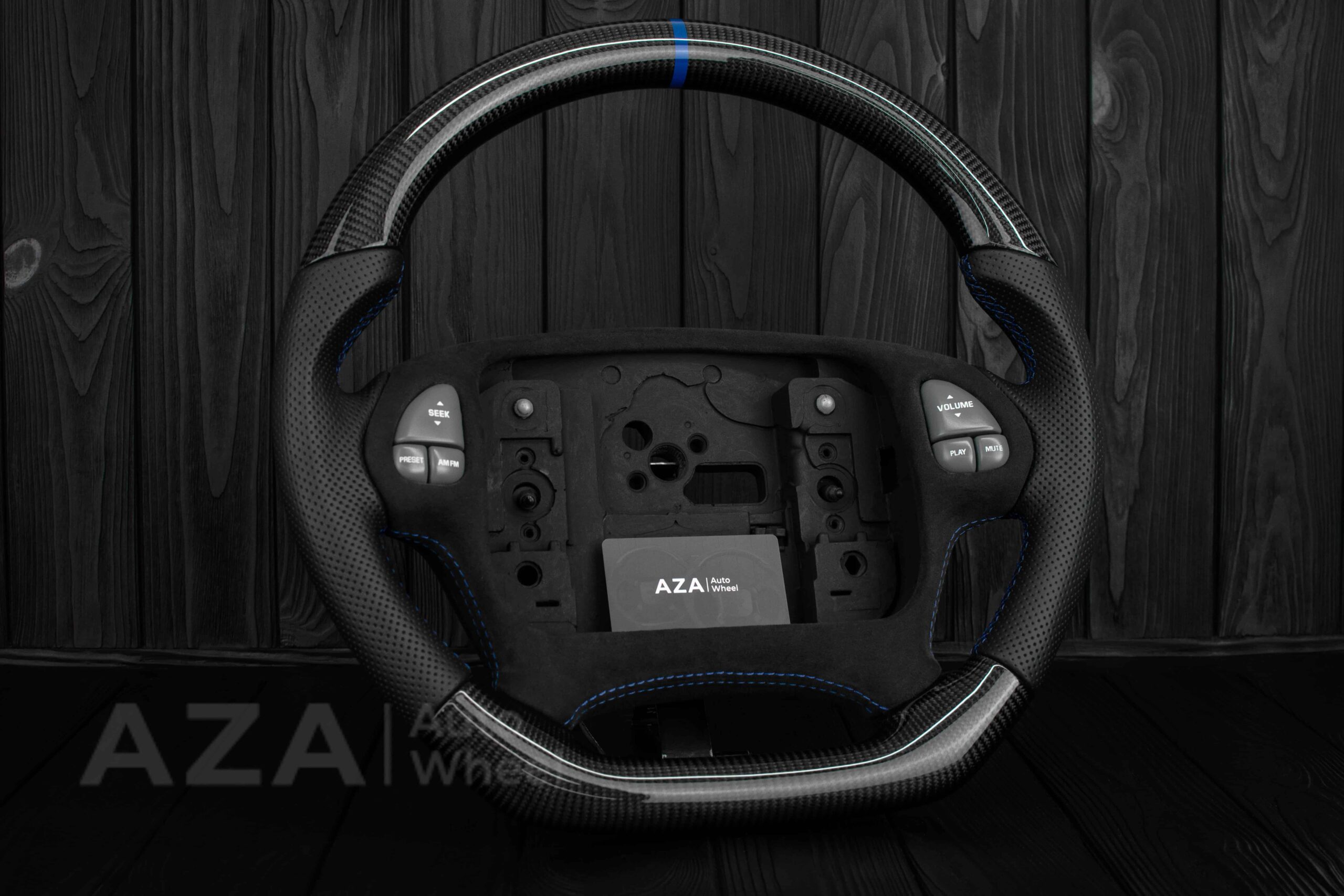 Steering wheel Pontiac Firebird/Trans Am Carbon fiber/Alcantara/Blue Accents - Image 3