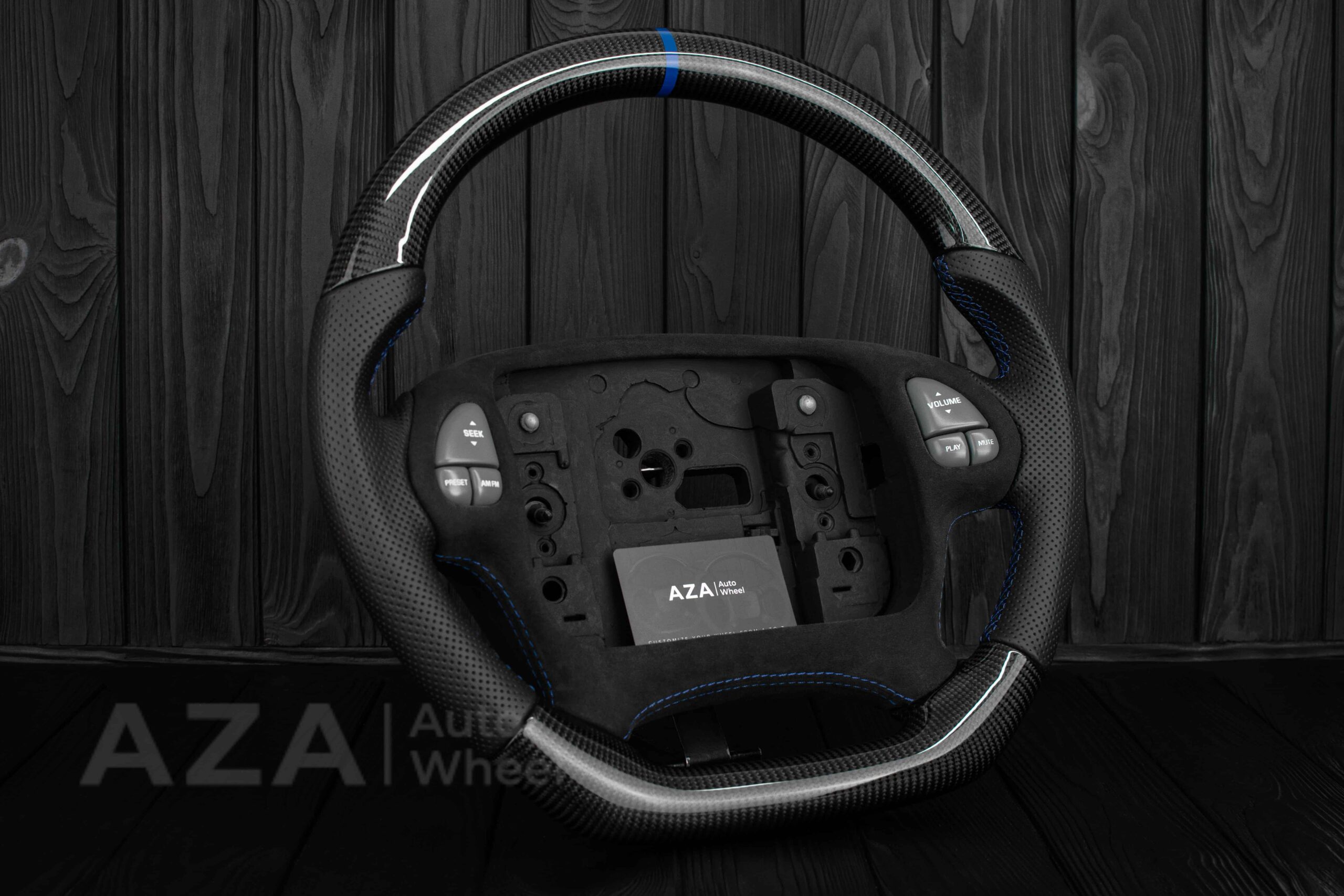 Steering wheel Pontiac Firebird/Trans Am Carbon fiber/Alcantara/Blue Accents - Image 4