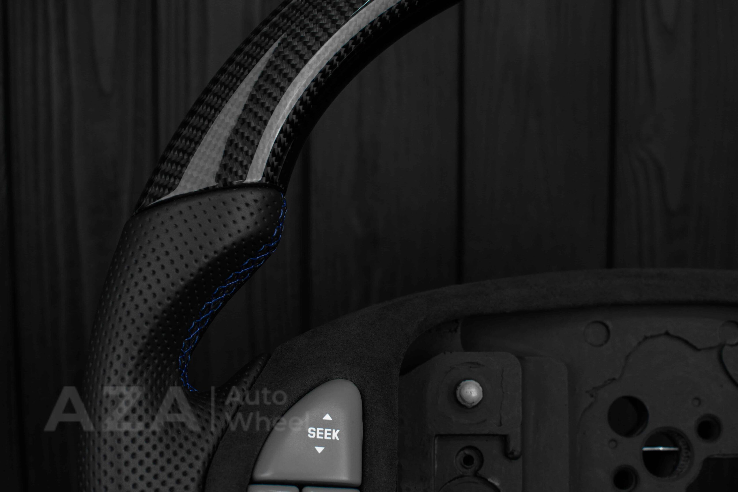 Steering wheel Pontiac Firebird/Trans Am Carbon fiber/Alcantara/Blue Accents - Image 23