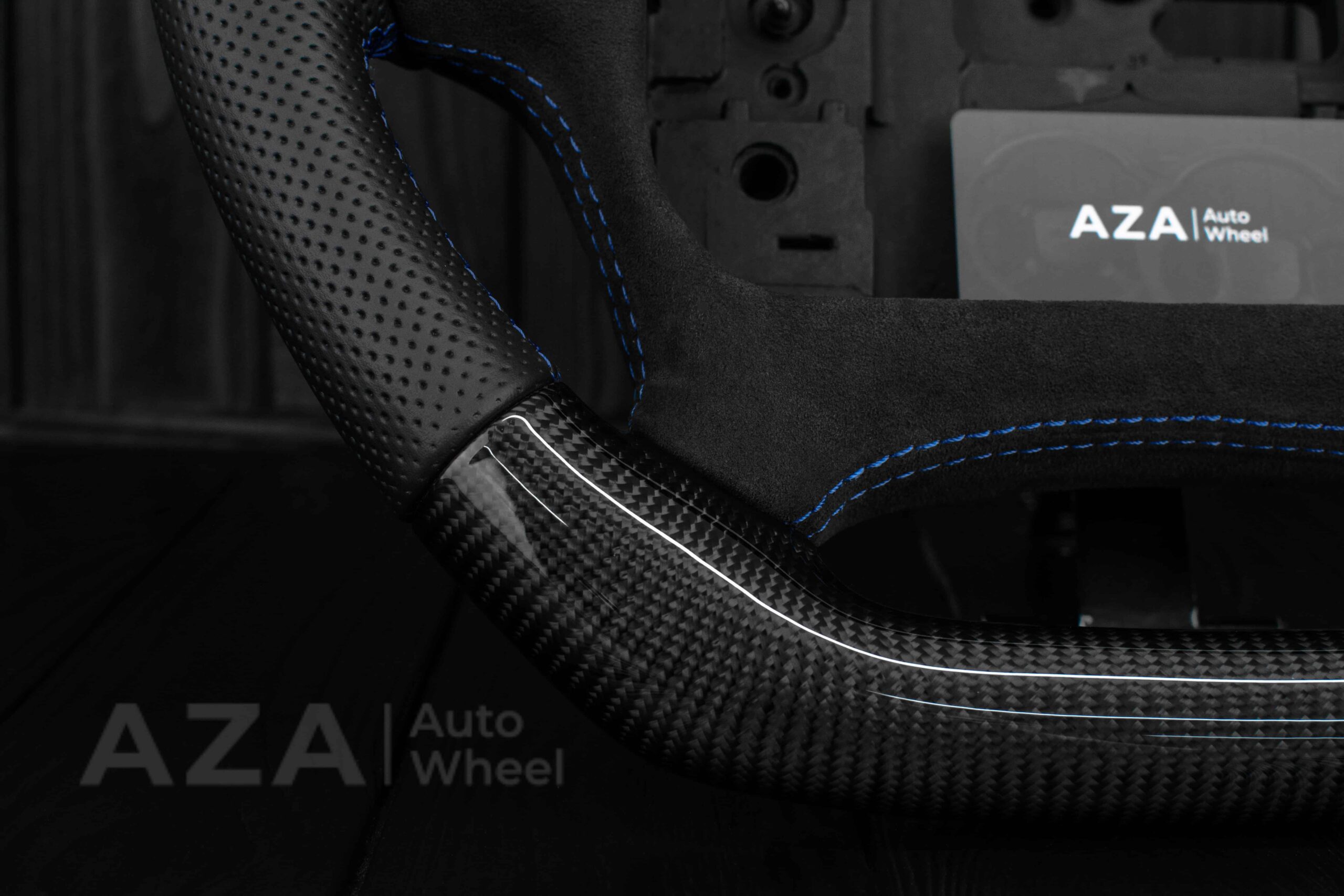 Steering wheel Pontiac Firebird/Trans Am Carbon fiber/Alcantara/Blue Accents - Image 22