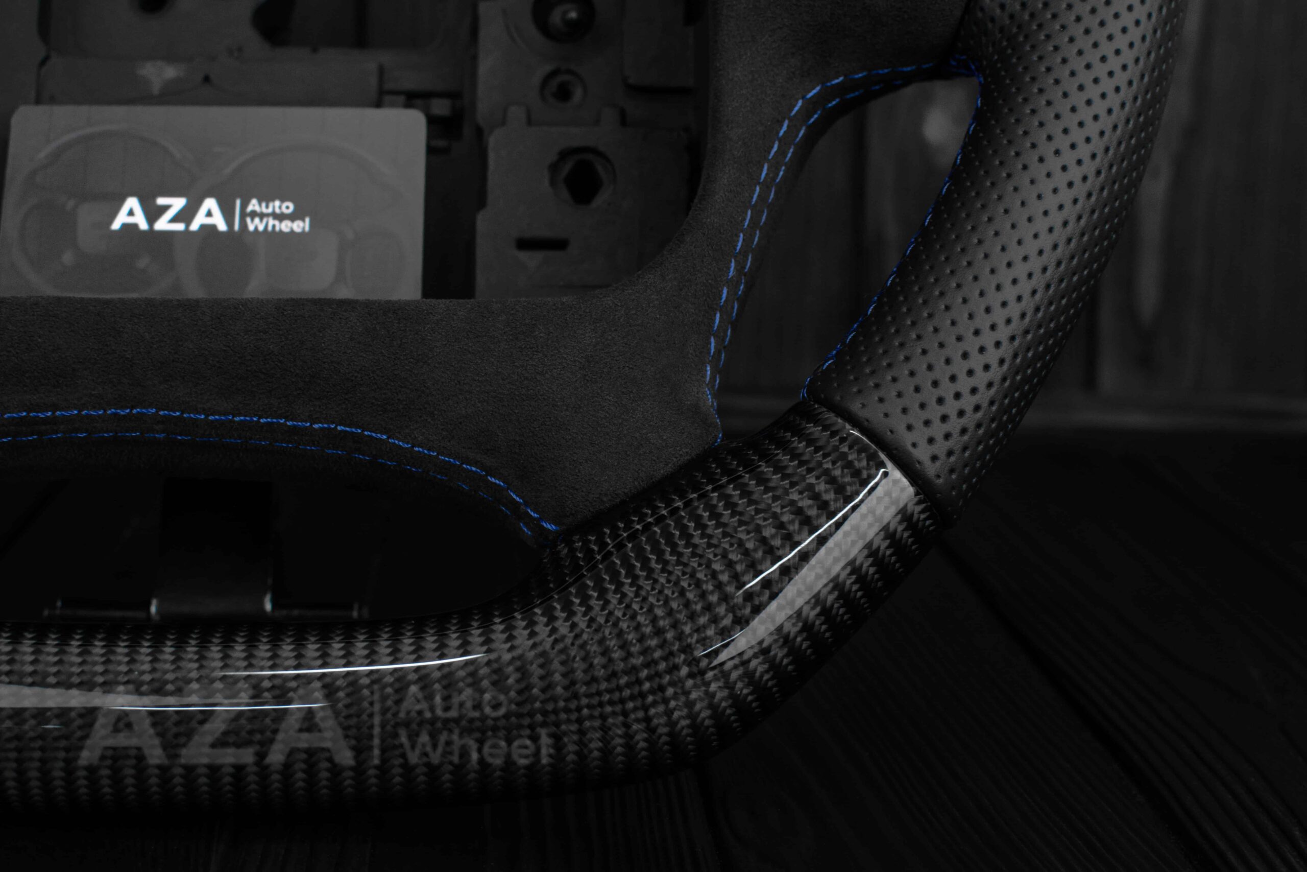 Steering wheel Pontiac Firebird/Trans Am Carbon fiber/Alcantara/Blue Accents - Image 21