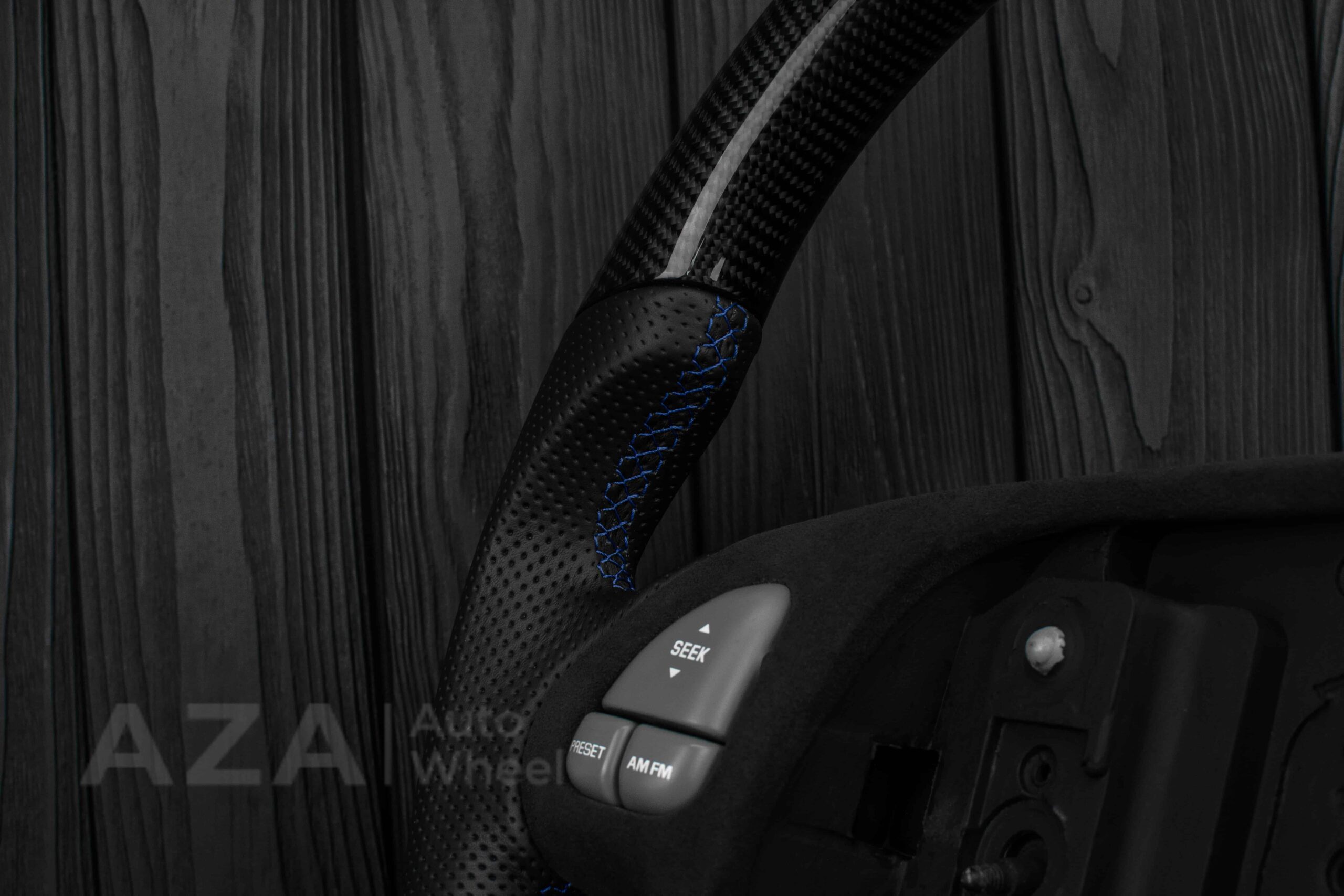 Steering wheel Pontiac Firebird/Trans Am Carbon fiber/Alcantara/Blue Accents - Image 19