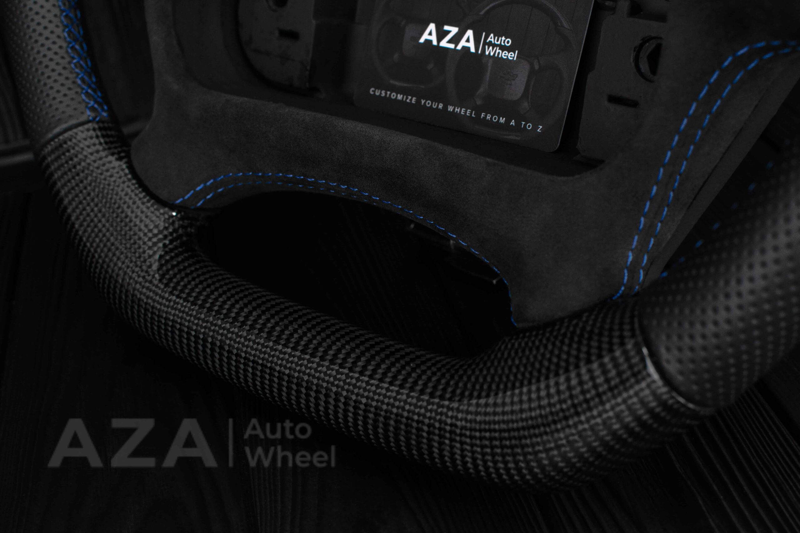 Steering wheel Pontiac Firebird/Trans Am Carbon fiber/Alcantara/Blue Accents - Image 17
