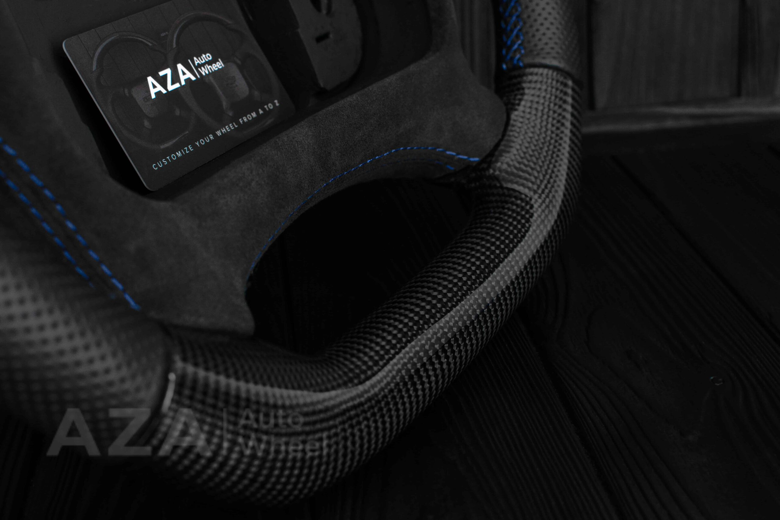 Steering wheel Pontiac Firebird/Trans Am Carbon fiber/Alcantara/Blue Accents - Image 14