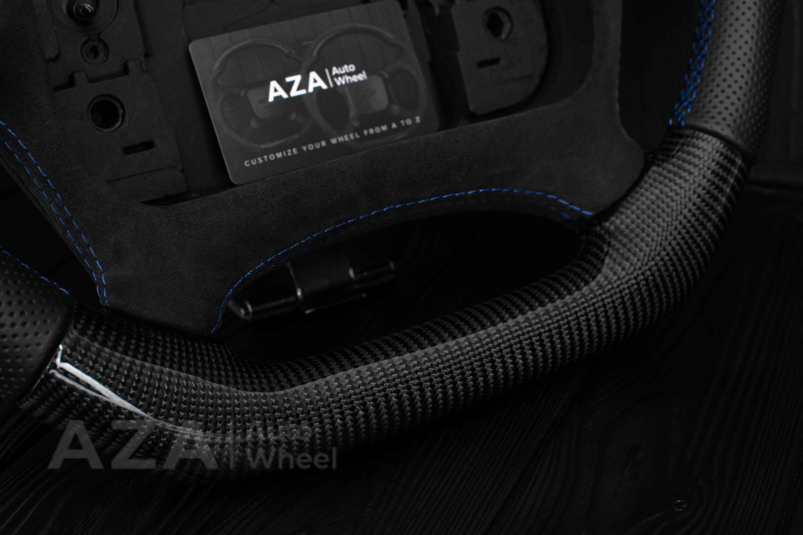 Steering wheel Pontiac Firebird/Trans Am Carbon fiber/Alcantara/Blue Accents - Image 13