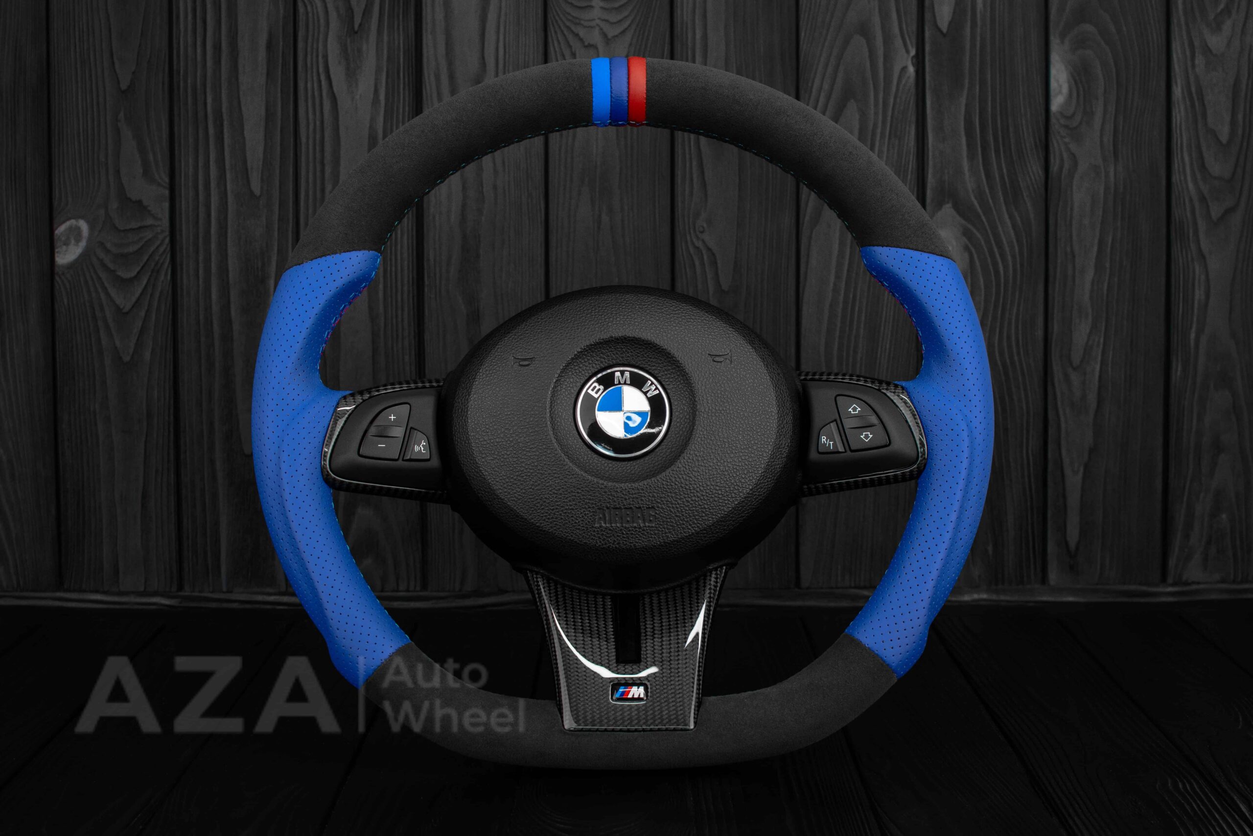 Steering wheel BMW Z4 M 2006-2009 Carbon fiber trims/Alcantara/Dark Blue leather/M stripe