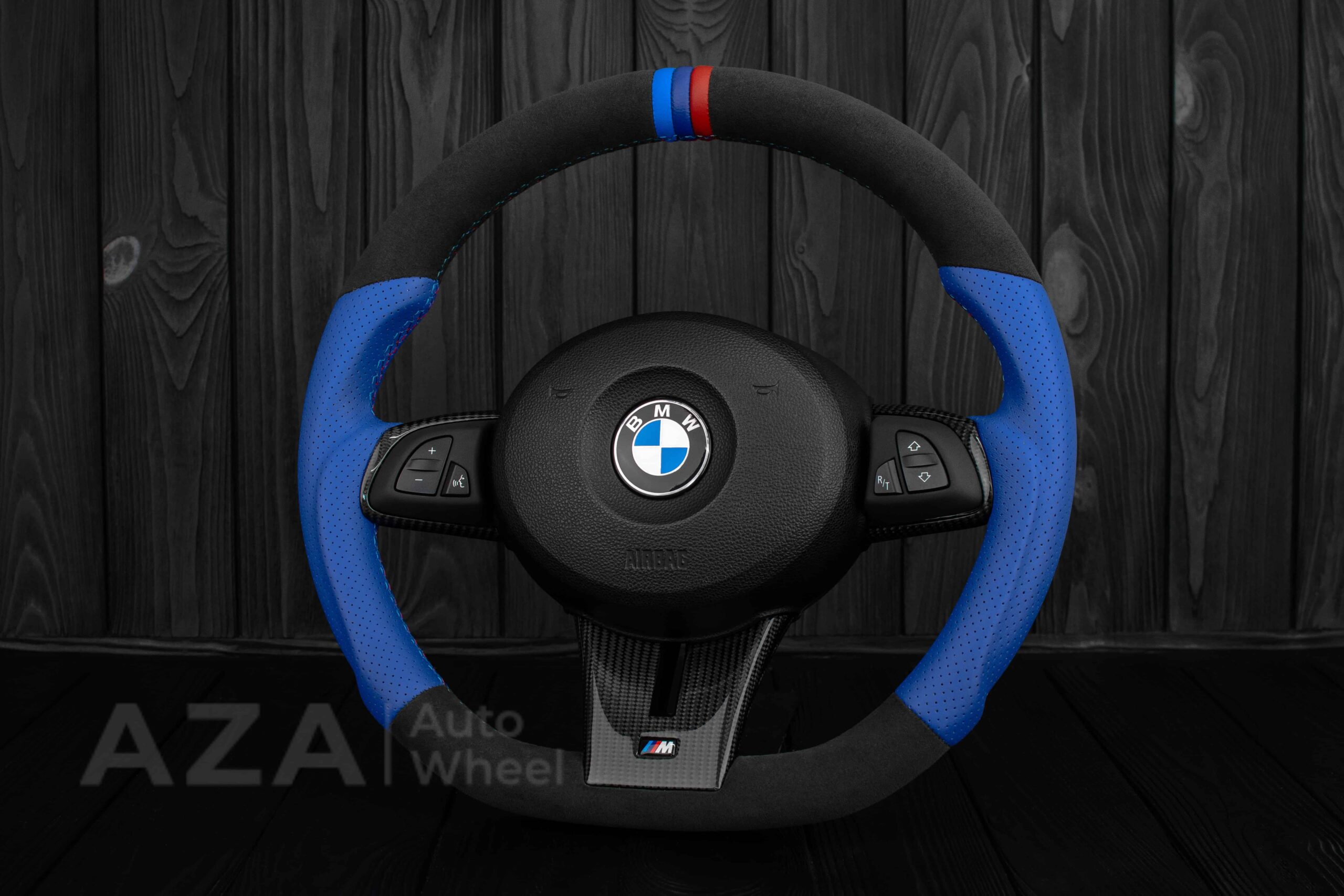 Steering wheel BMW Z4 M 2006-2009 Carbon fiber trims/Alcantara/Dark Blue leather/M stripe - Image 3