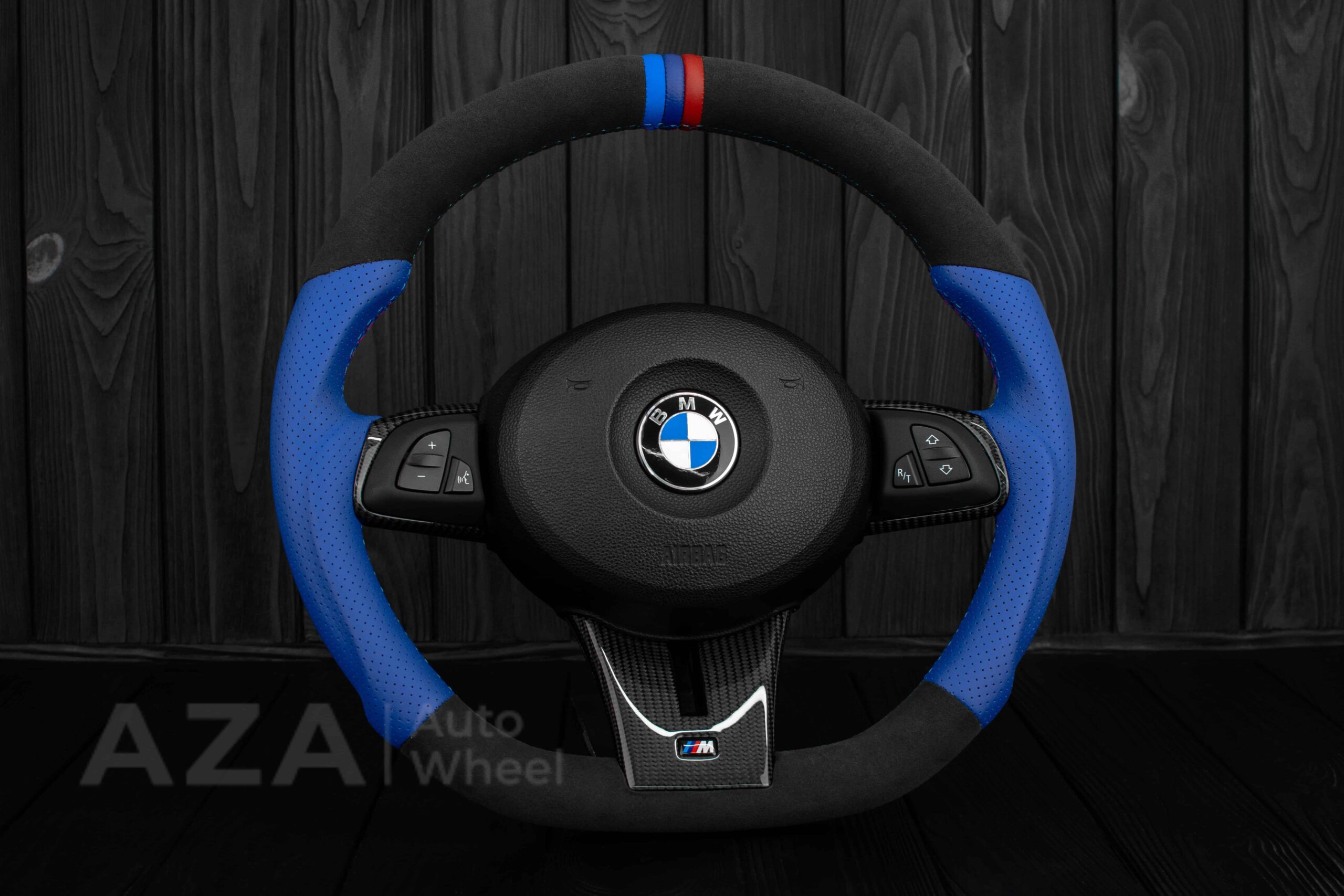 Steering wheel BMW Z4 M 2006-2009 Carbon fiber trims/Alcantara/Dark Blue leather/M stripe - Image 4