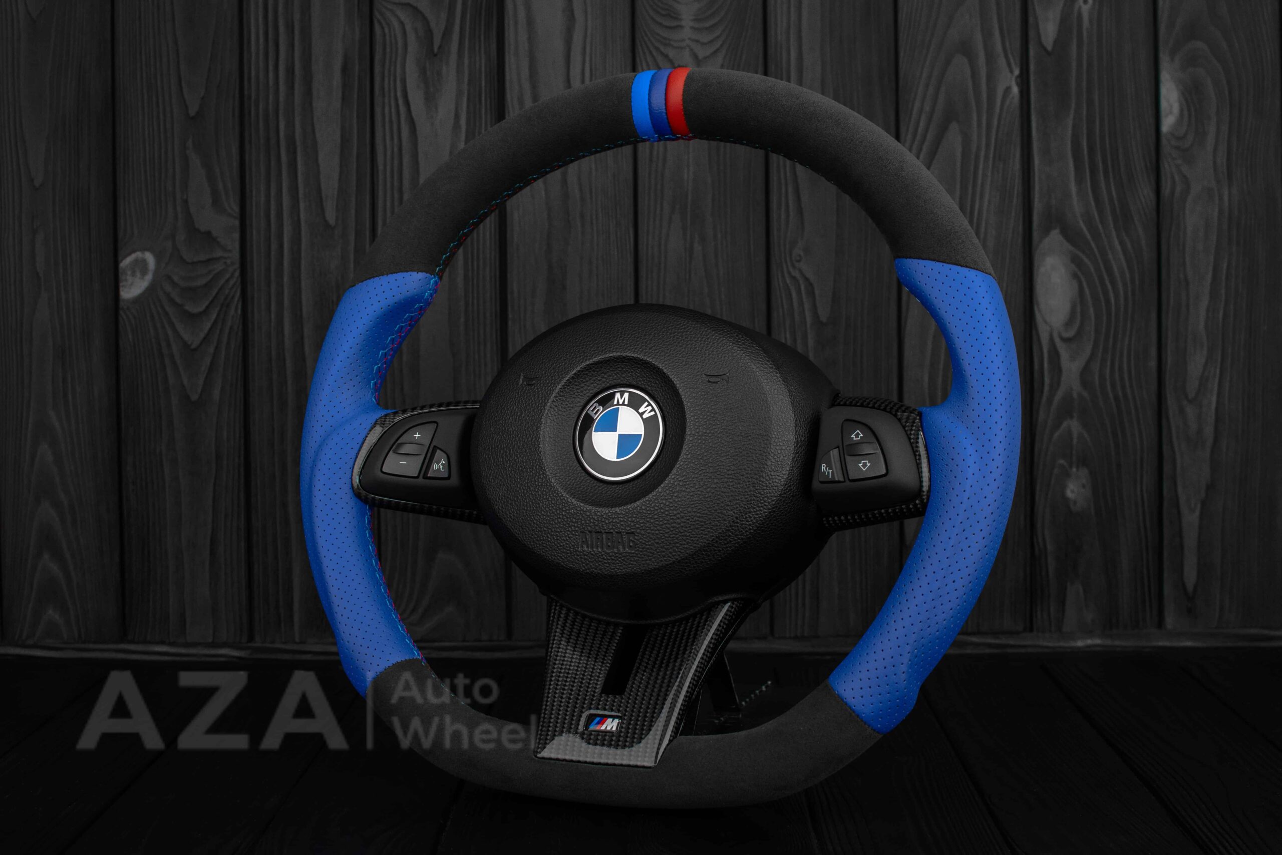Steering wheel BMW Z4 M 2006-2009 Carbon fiber trims/Alcantara/Dark Blue leather/M stripe - Image 6