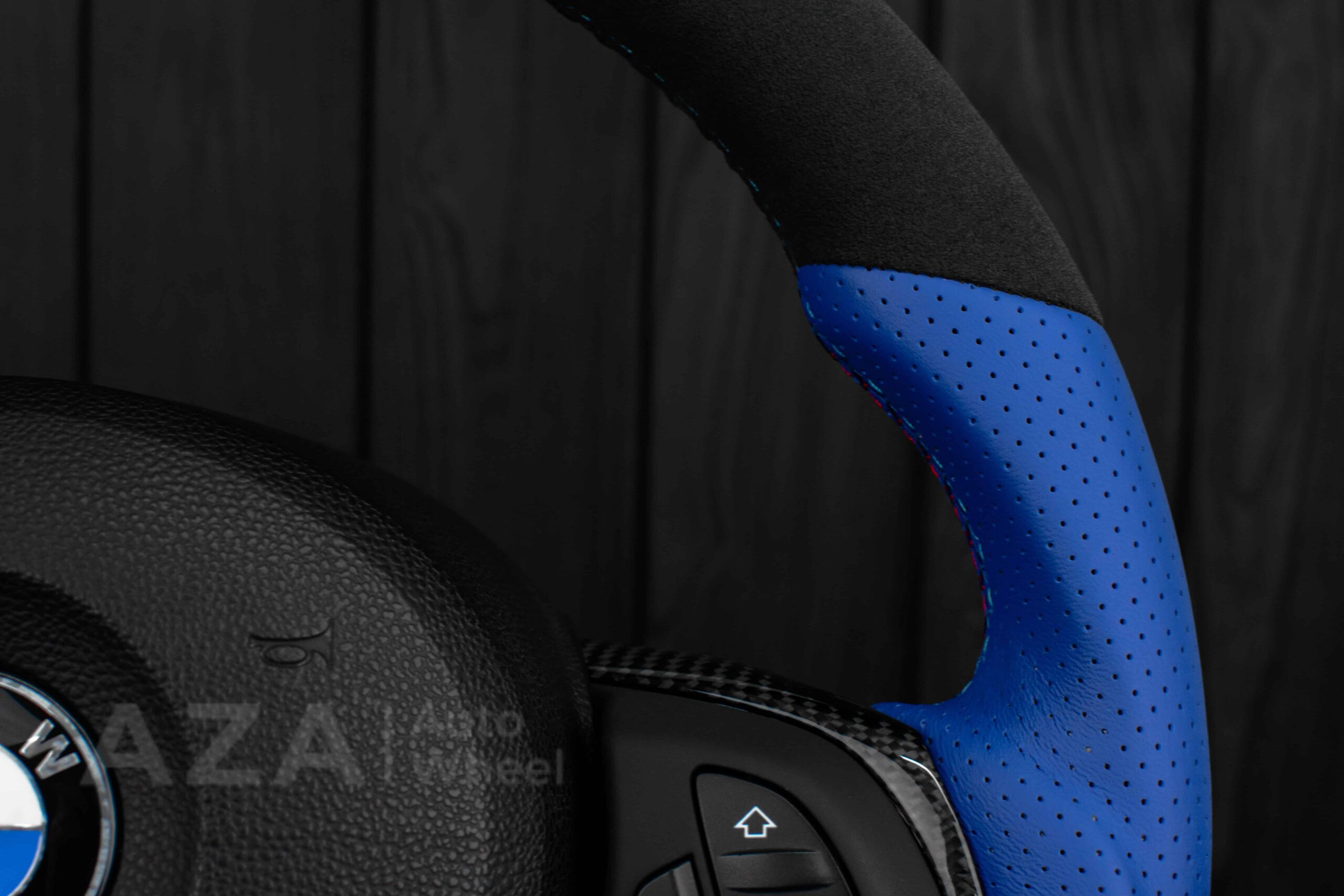 Steering wheel BMW Z4 M 2006-2009 Carbon fiber trims/Alcantara/Dark Blue leather/M stripe - Image 10