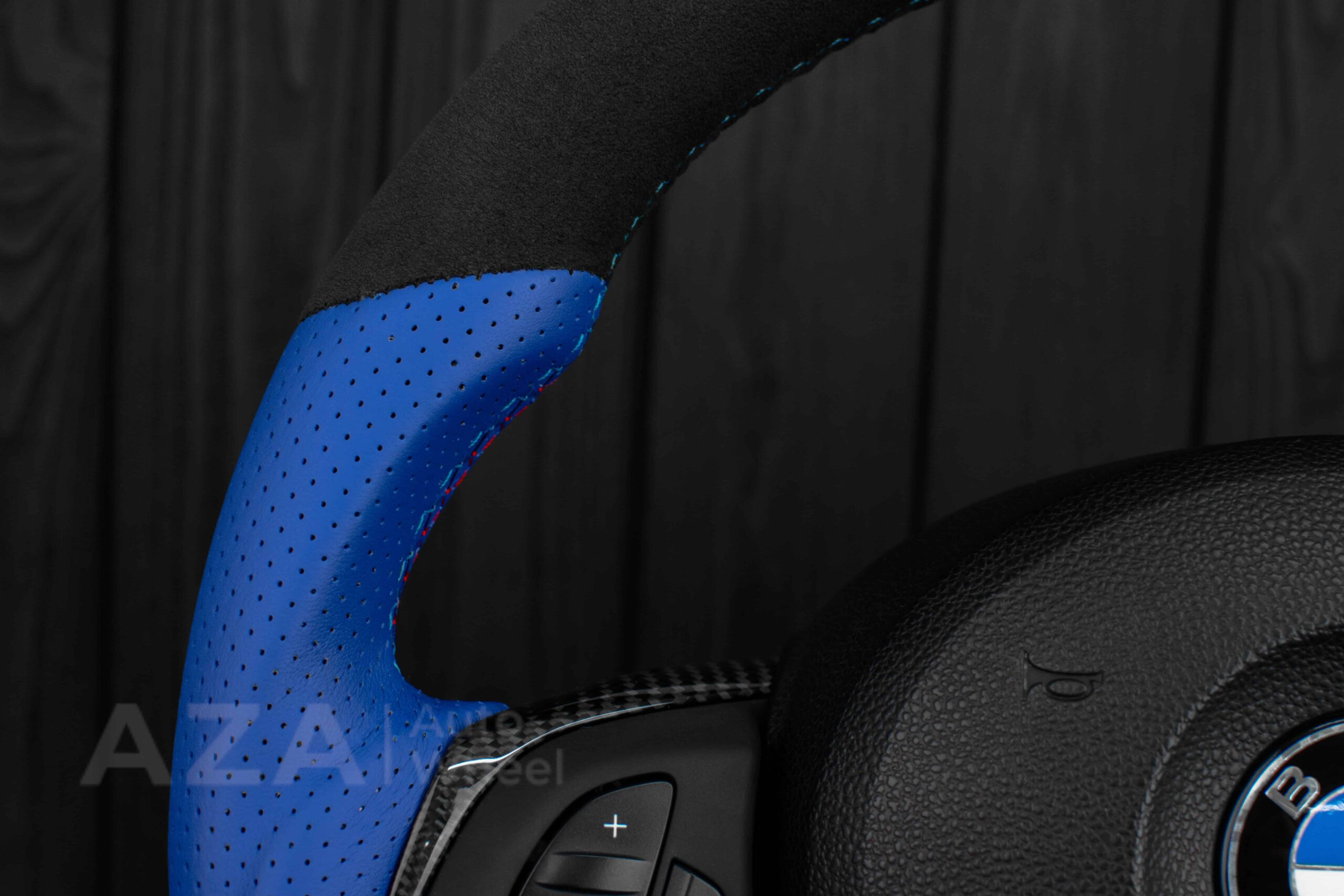 Steering wheel BMW Z4 M 2006-2009 Carbon fiber trims/Alcantara/Dark Blue leather/M stripe - Image 11