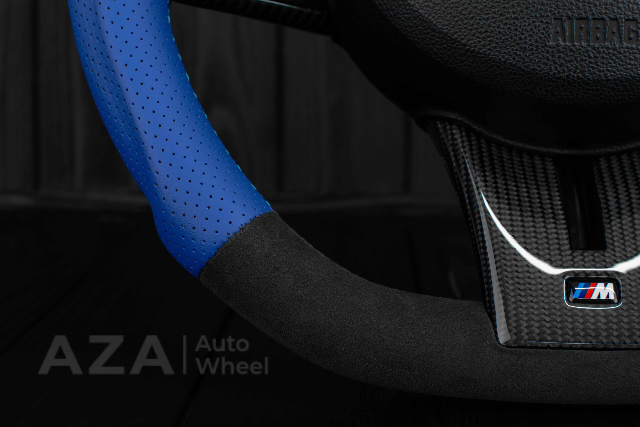 Steering wheel BMW Z4 M 2006-2009 Carbon fiber trims/Alcantara/Dark Blue leather/M stripe - Image 12