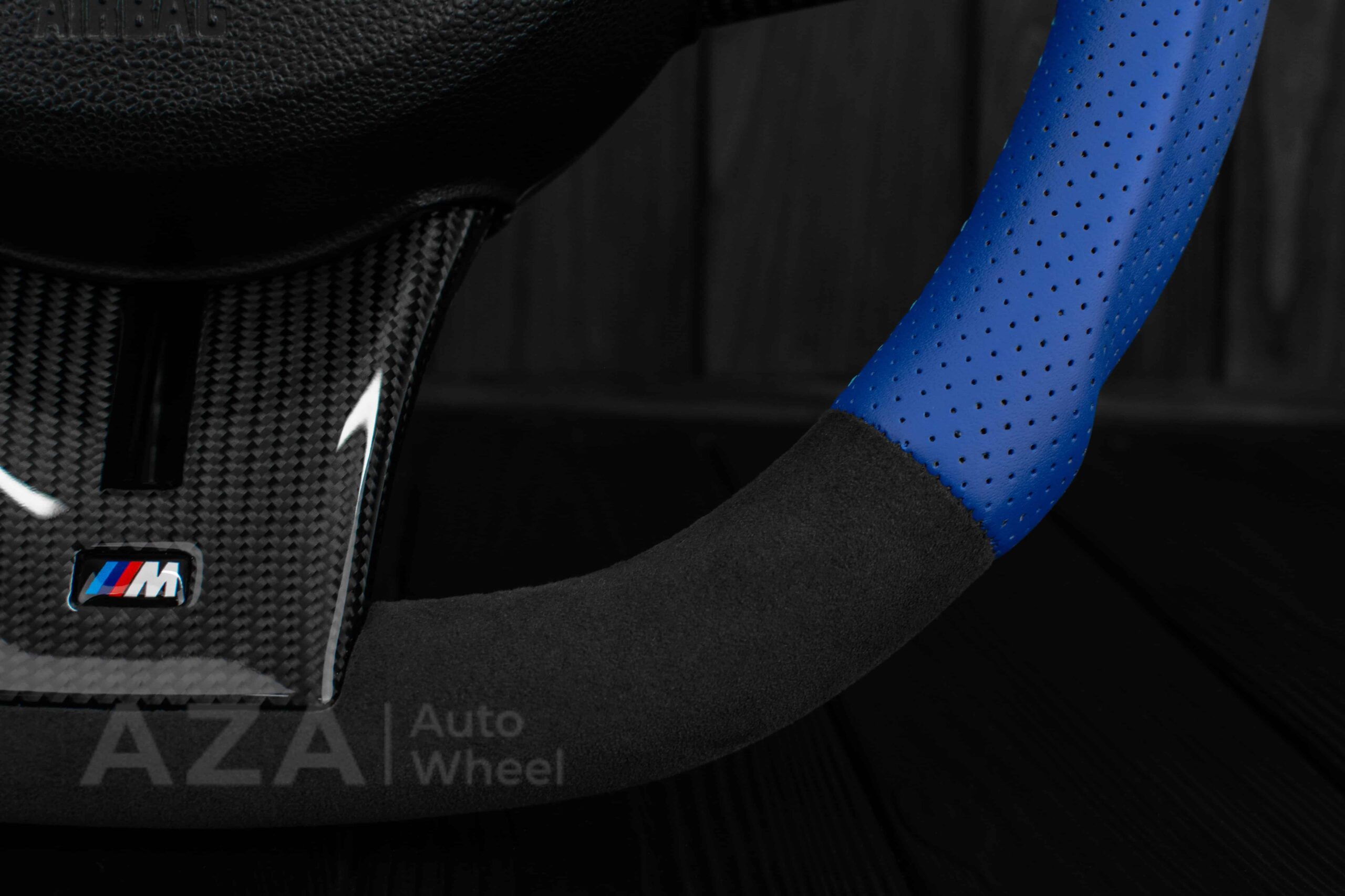 Steering wheel BMW Z4 M 2006-2009 Carbon fiber trims/Alcantara/Dark Blue leather/M stripe - Image 13