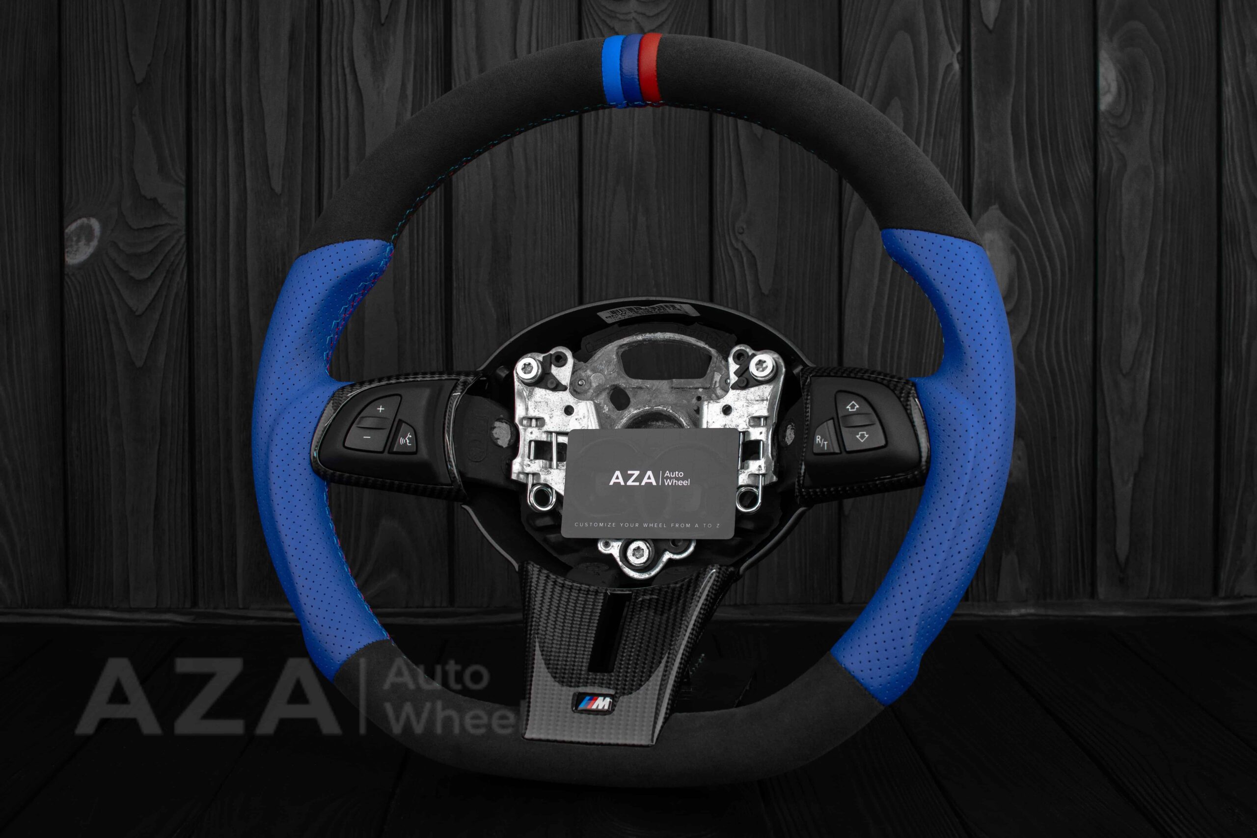 Steering wheel BMW Z4 M 2006-2009 Carbon fiber trims/Alcantara/Dark Blue leather/M stripe - Image 9