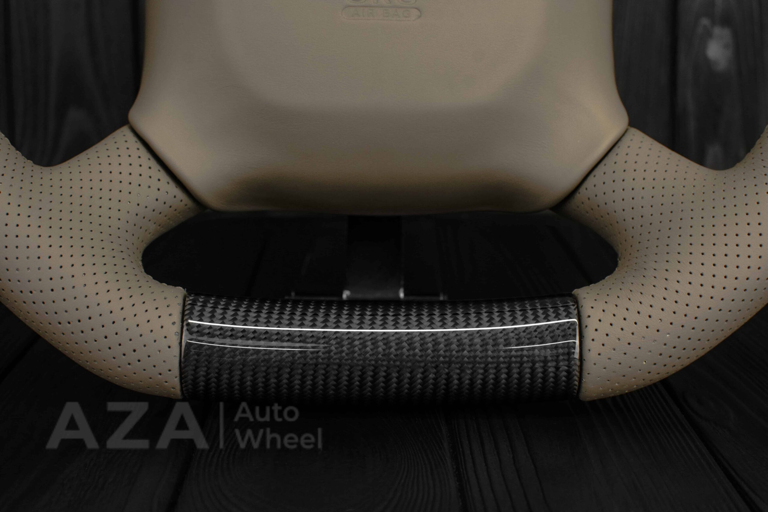 Steering wheel GM, Silverado, Sierra, Escalade, Yukon, S10, Blazer, Tahoe, Suburban (1998-2002) Carbon fiber/Perforated leather/Tan Accents - Image 14