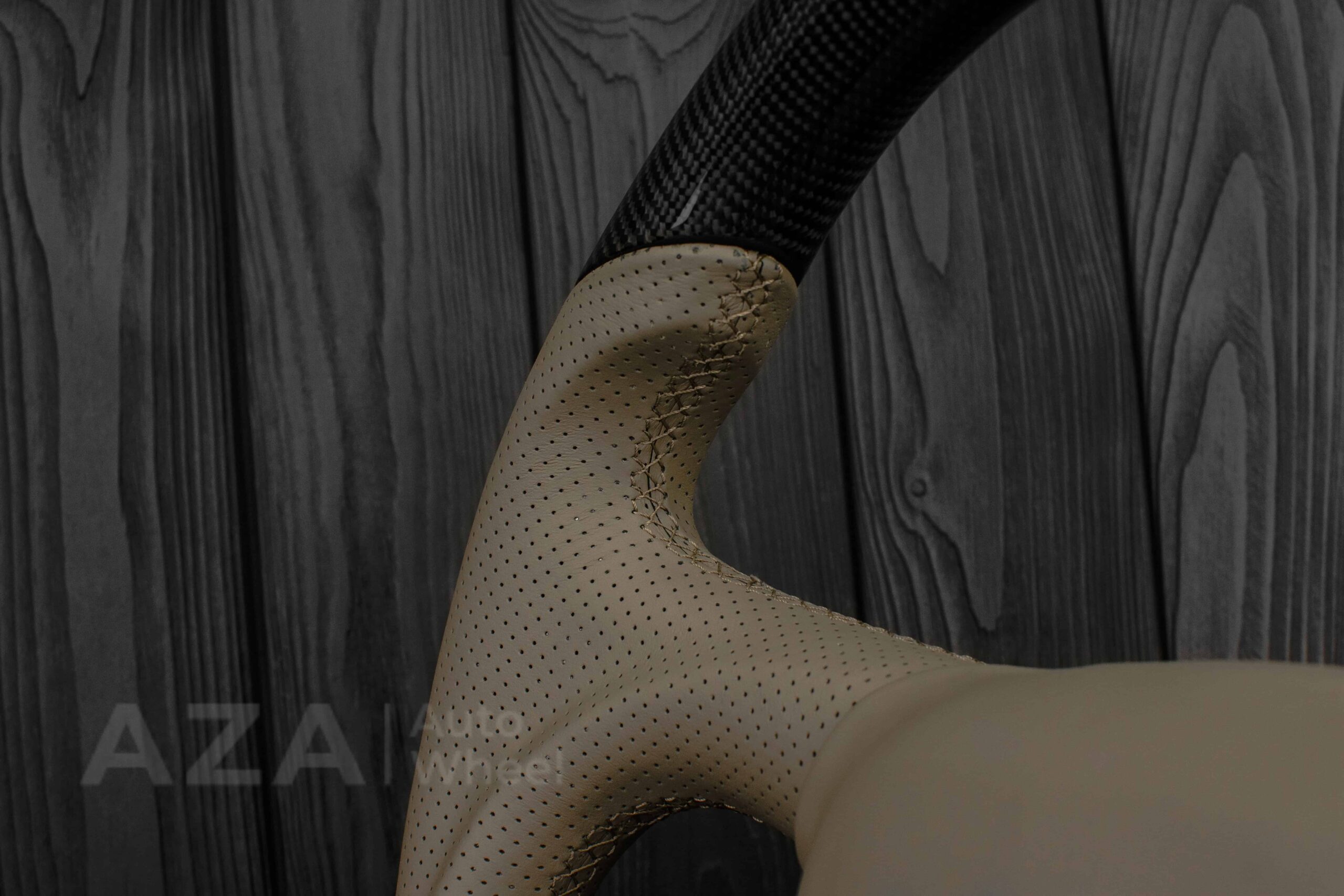 Steering wheel GM, Silverado, Sierra, Escalade, Yukon, S10, Blazer, Tahoe, Suburban (1998-2002) Carbon fiber/Perforated leather/Tan Accents - Image 16