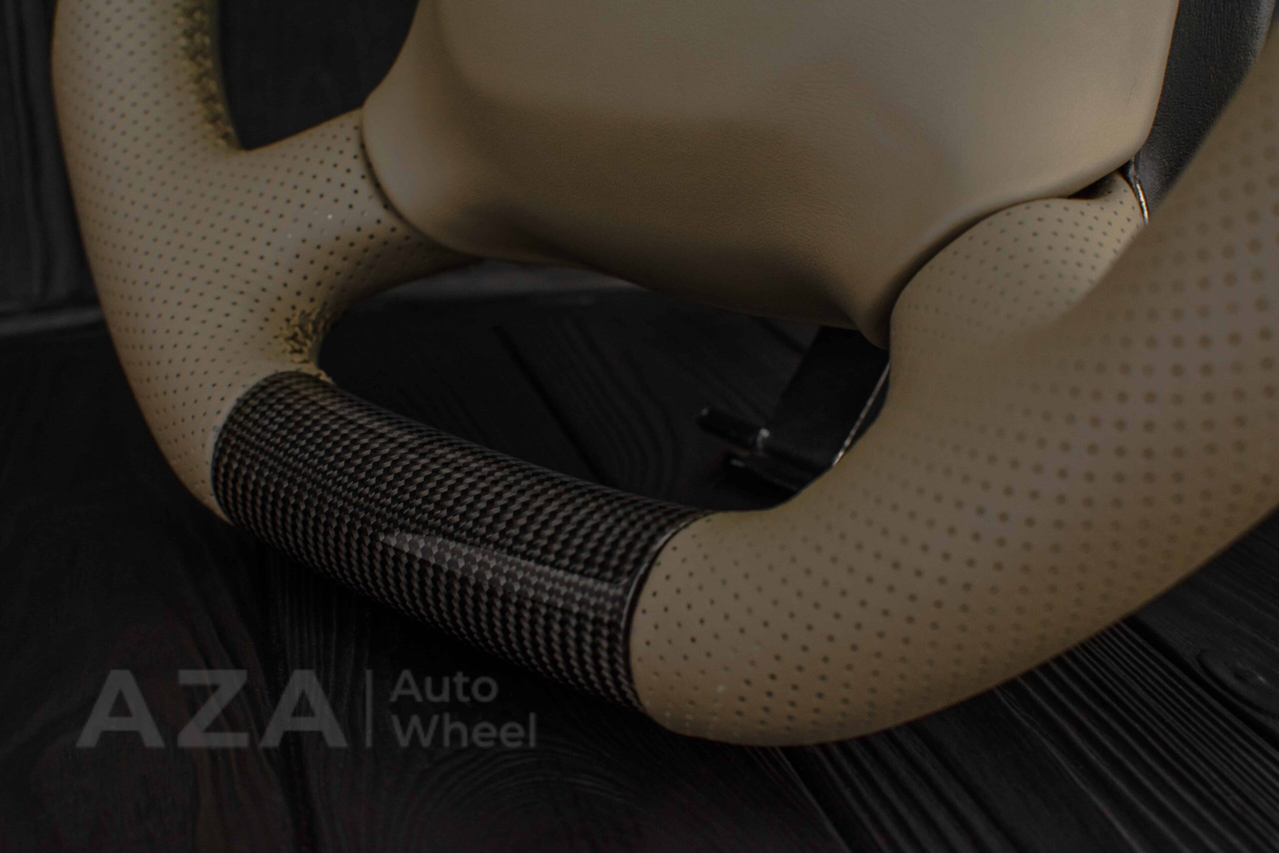 Steering wheel GM, Silverado, Sierra, Escalade, Yukon, S10, Blazer, Tahoe, Suburban (1998-2002) Carbon fiber/Perforated leather/Tan Accents - Image 19