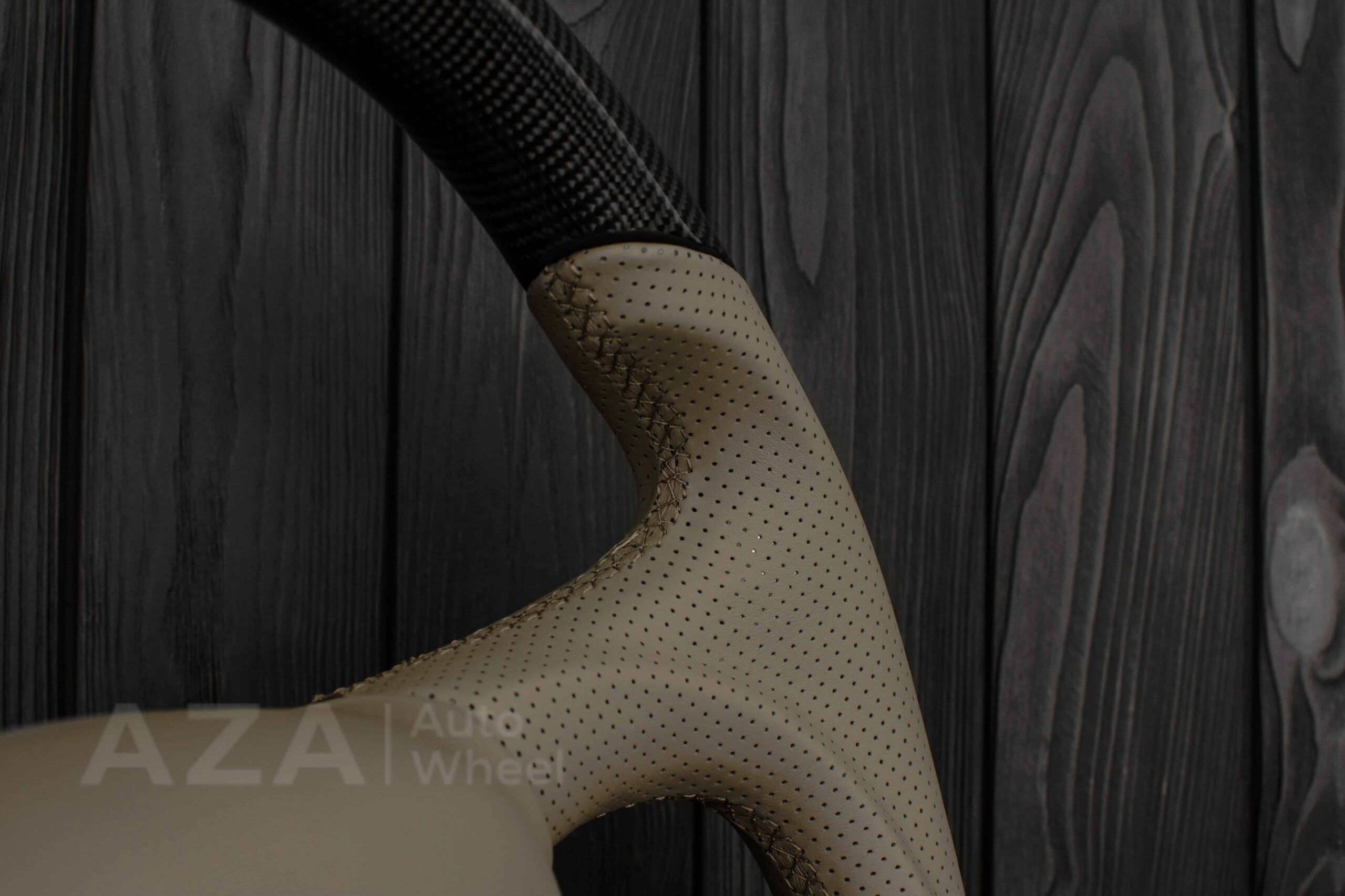 Steering wheel GM, Silverado, Sierra, Escalade, Yukon, S10, Blazer, Tahoe, Suburban (1998-2002) Carbon fiber/Perforated leather/Tan Accents - Image 20