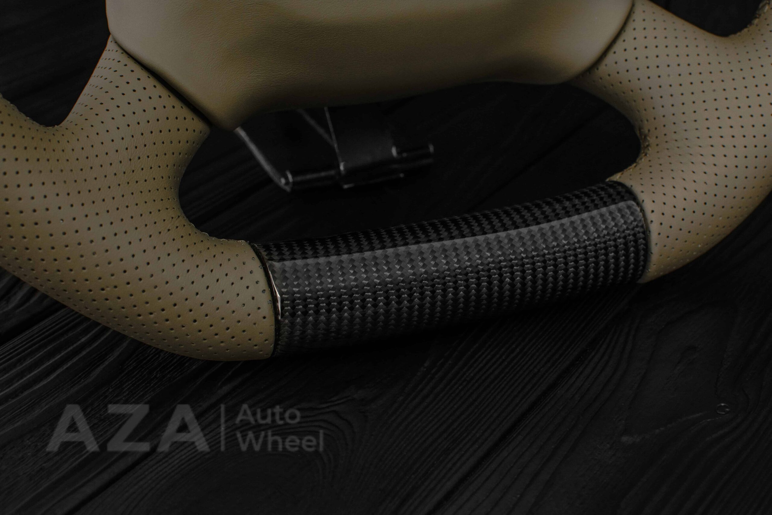 Steering wheel GM, Silverado, Sierra, Escalade, Yukon, S10, Blazer, Tahoe, Suburban (1998-2002) Carbon fiber/Perforated leather/Tan Accents - Image 23