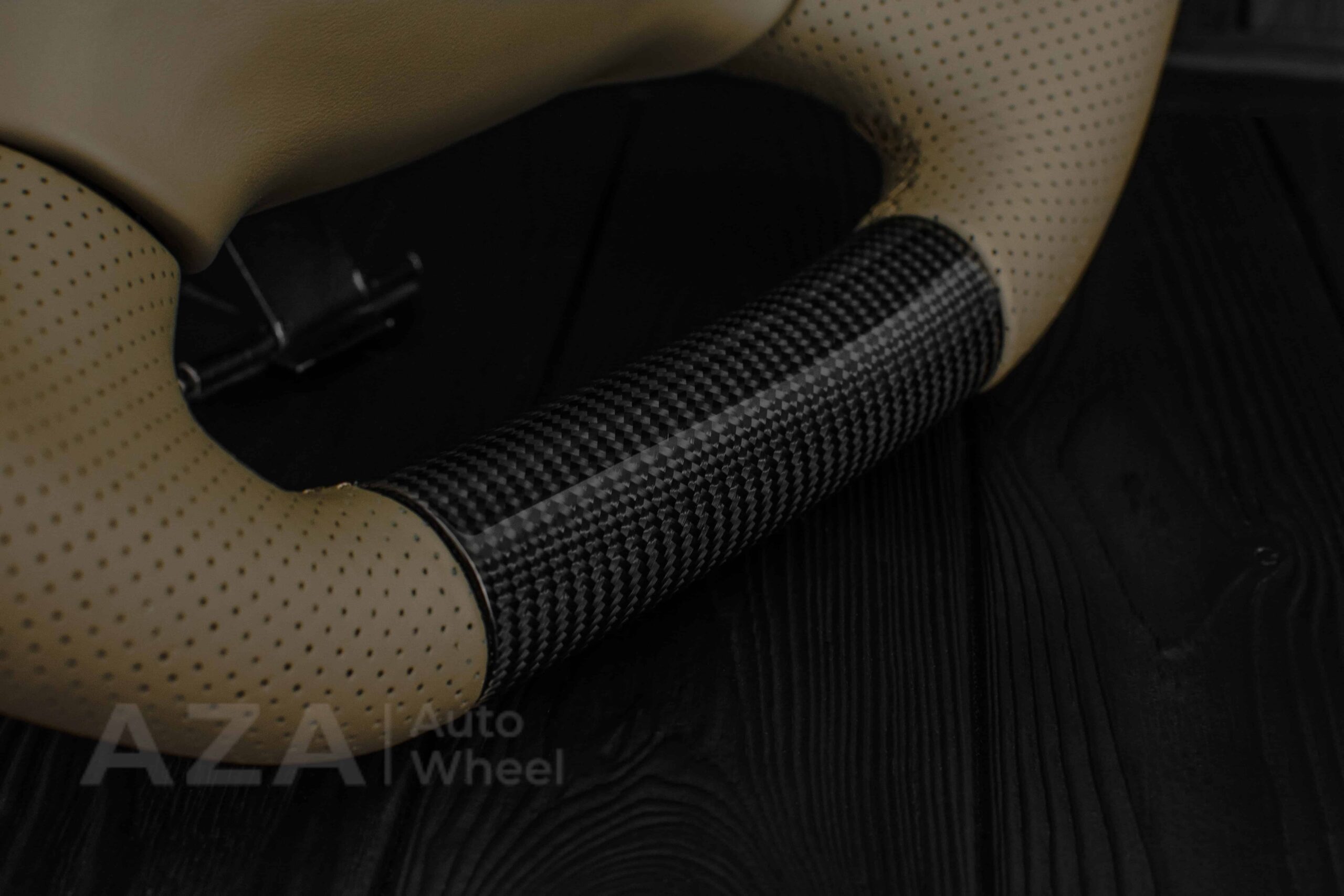 Steering wheel GM, Silverado, Sierra, Escalade, Yukon, S10, Blazer, Tahoe, Suburban (1998-2002) Carbon fiber/Perforated leather/Tan Accents - Image 24