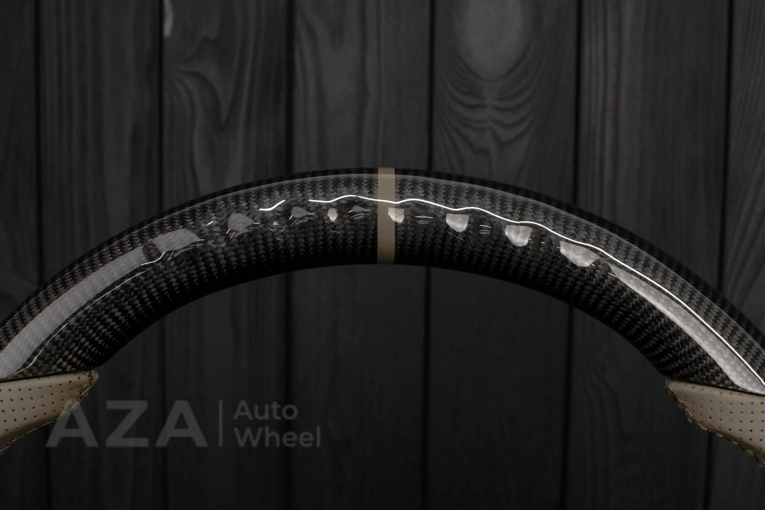 Steering wheel GM, Silverado, Sierra, Escalade, Yukon, S10, Blazer, Tahoe, Suburban (1998-2002) Carbon fiber/Perforated leather/Tan Accents - Image 30