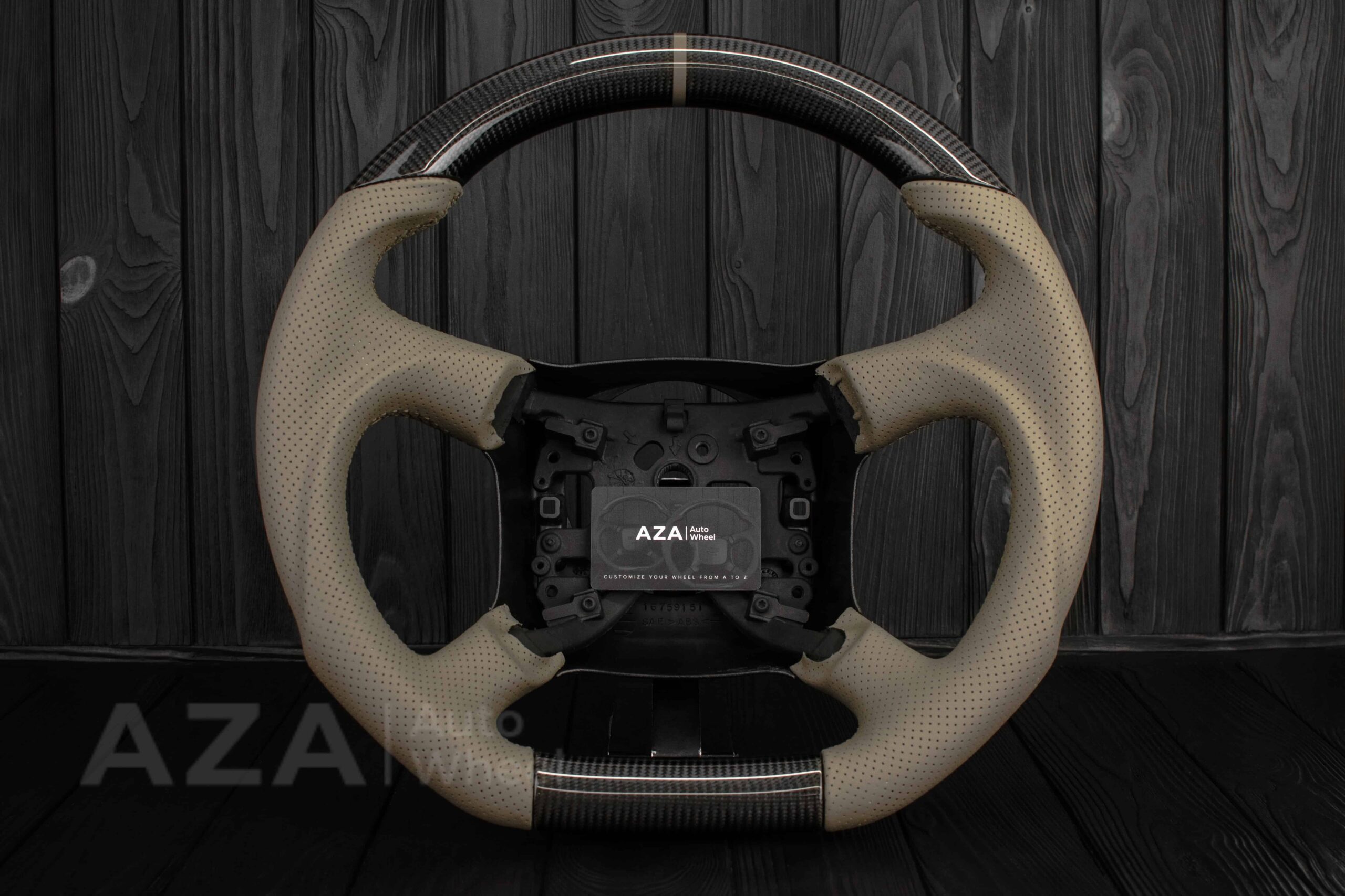 Steering wheel GM, Silverado, Sierra, Escalade, Yukon, S10, Blazer, Tahoe, Suburban (1998-2002) Carbon fiber/Perforated leather/Tan Accents - Image 7