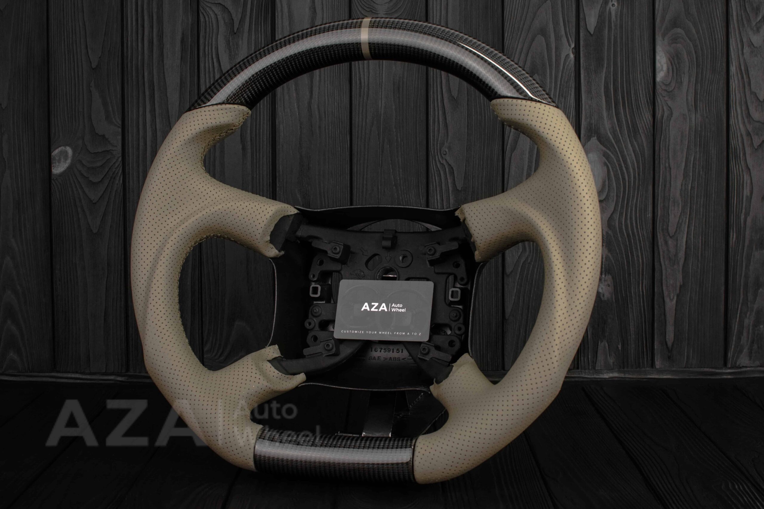Steering wheel GM, Silverado, Sierra, Escalade, Yukon, S10, Blazer, Tahoe, Suburban (1998-2002) Carbon fiber/Perforated leather/Tan Accents - Image 9
