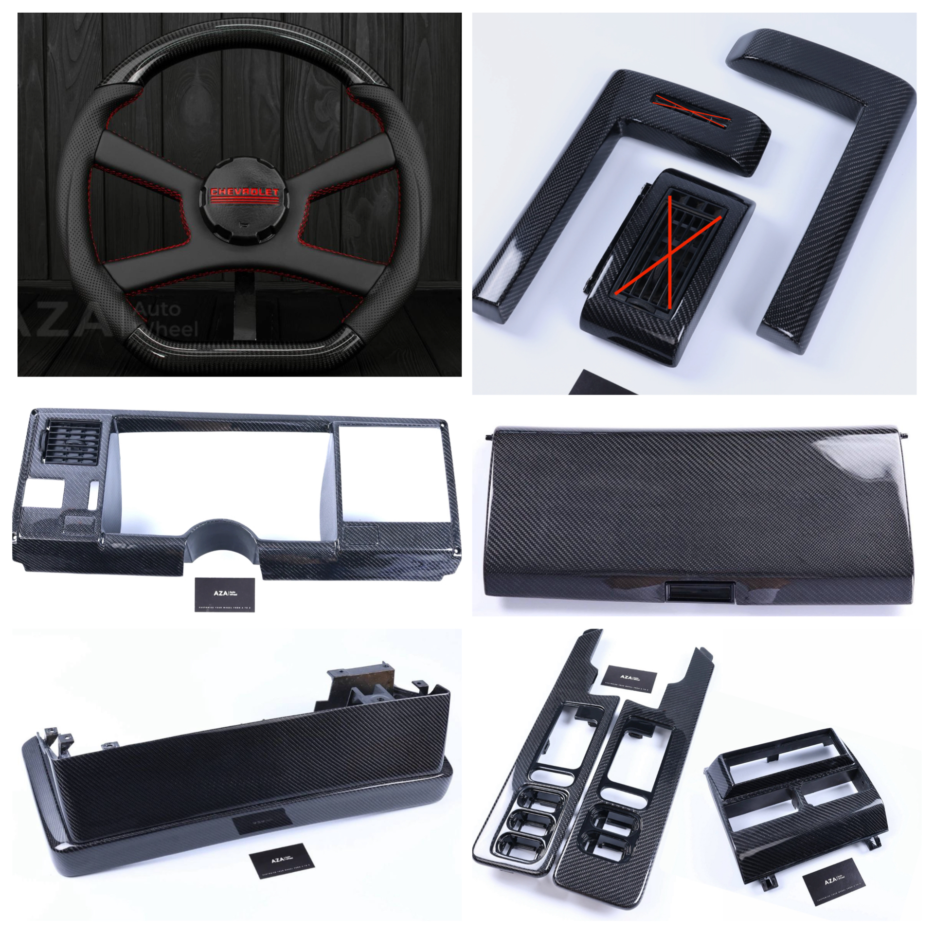 Custom GM, OBS, C/K Chevrolet Silverado, Sierra, Denali (1988-1994) Carbon Fiber interior Kit