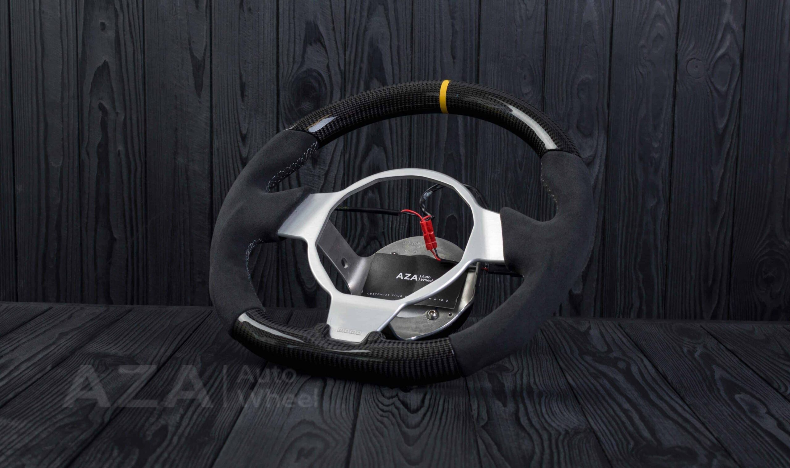 Lotus Series 2 Elise Steering wheel Carbon Fiber/Alcantara/Yellow accents - Image 4