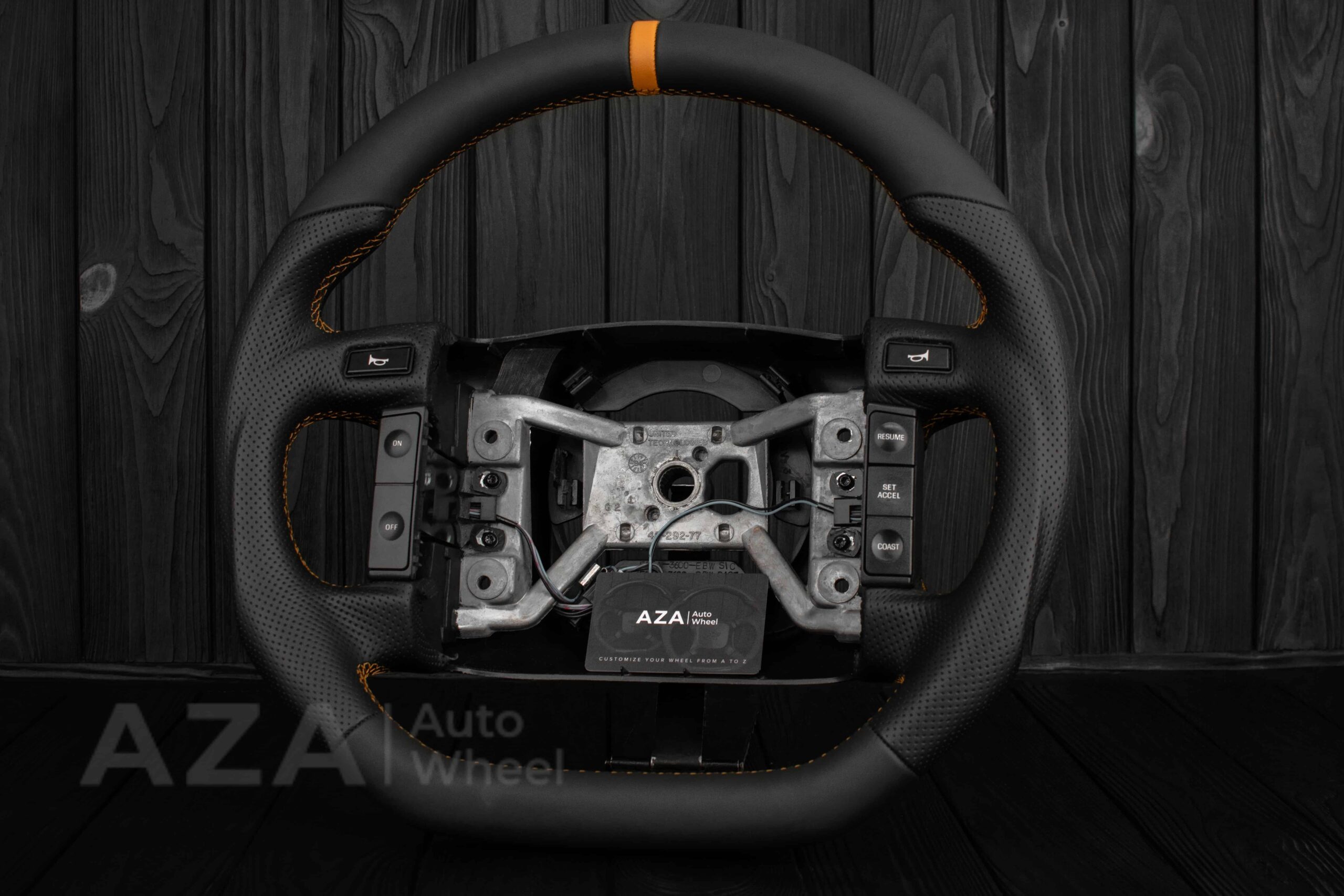Steering Wheel Fox Body Ford Mustang GT Cobra SVT Saleen Roush Napa/Perforated leather/Orange stripe (can be any color gloss stripe) - Image 5