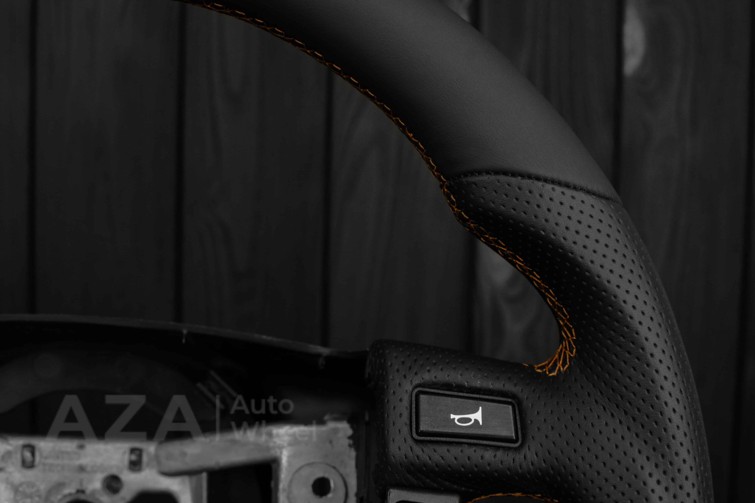 Steering Wheel Fox Body Ford Mustang GT Cobra SVT Saleen Roush Napa/Perforated leather/Orange stripe (can be any color gloss stripe) - Image 16