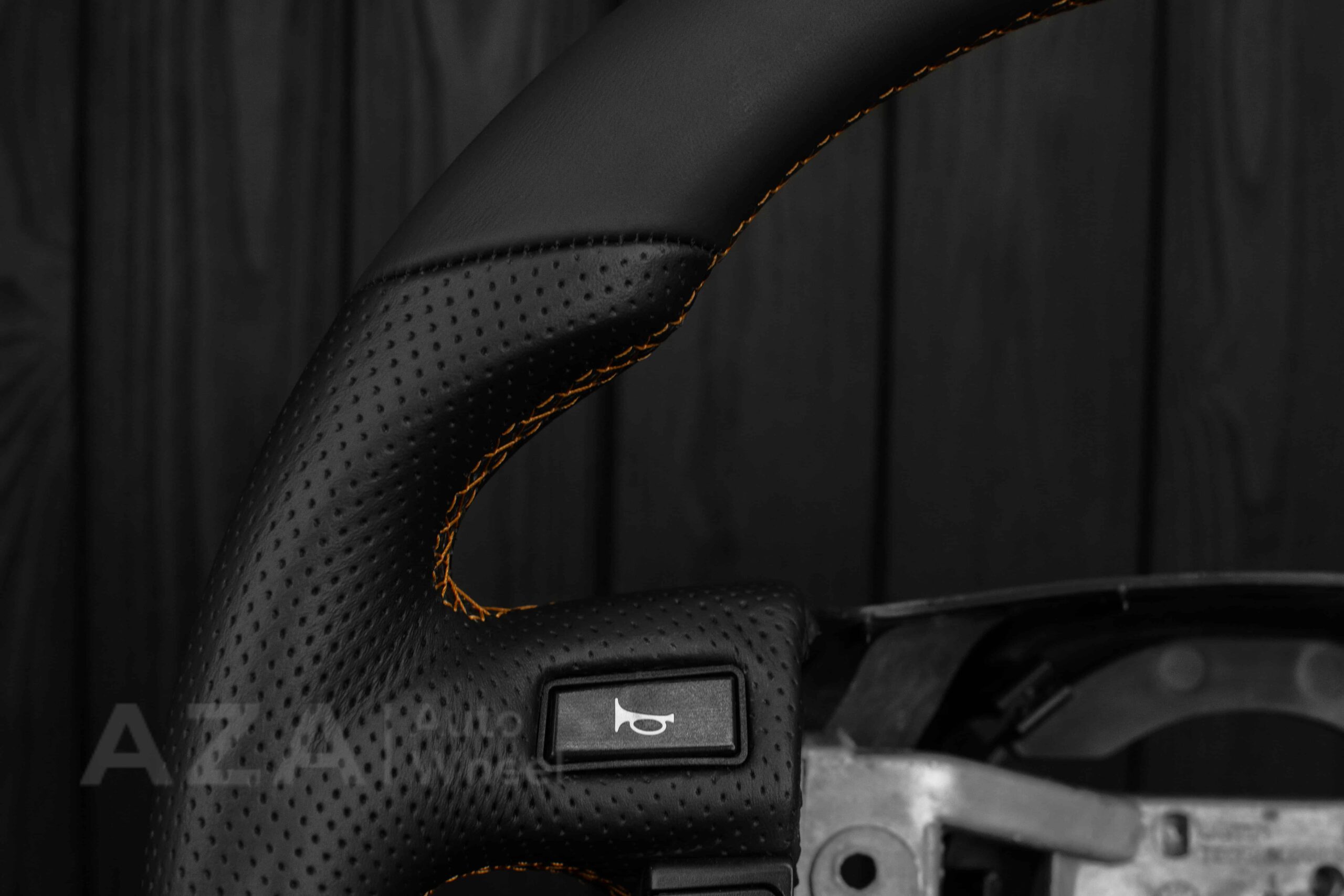 Steering Wheel Fox Body Ford Mustang GT Cobra SVT Saleen Roush Napa/Perforated leather/Orange stripe (can be any color gloss stripe) - Image 15