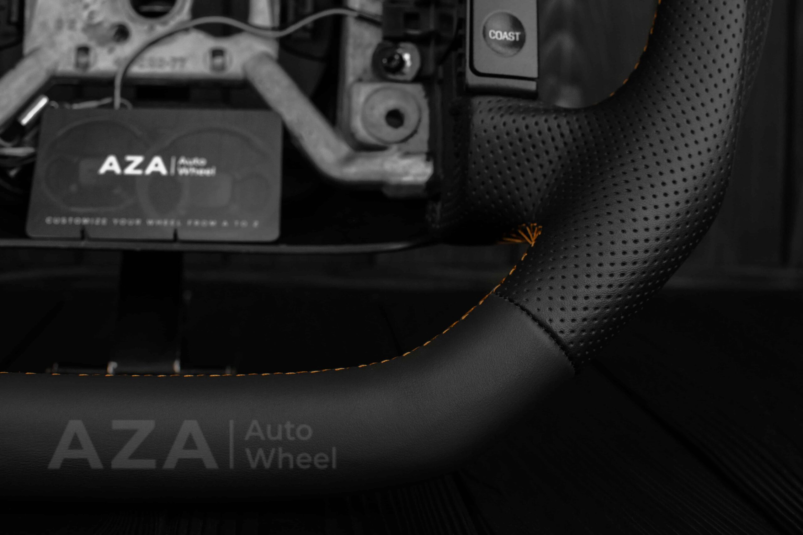 Steering Wheel Fox Body Ford Mustang GT Cobra SVT Saleen Roush Napa/Perforated leather/Orange stripe (can be any color gloss stripe) - Image 13