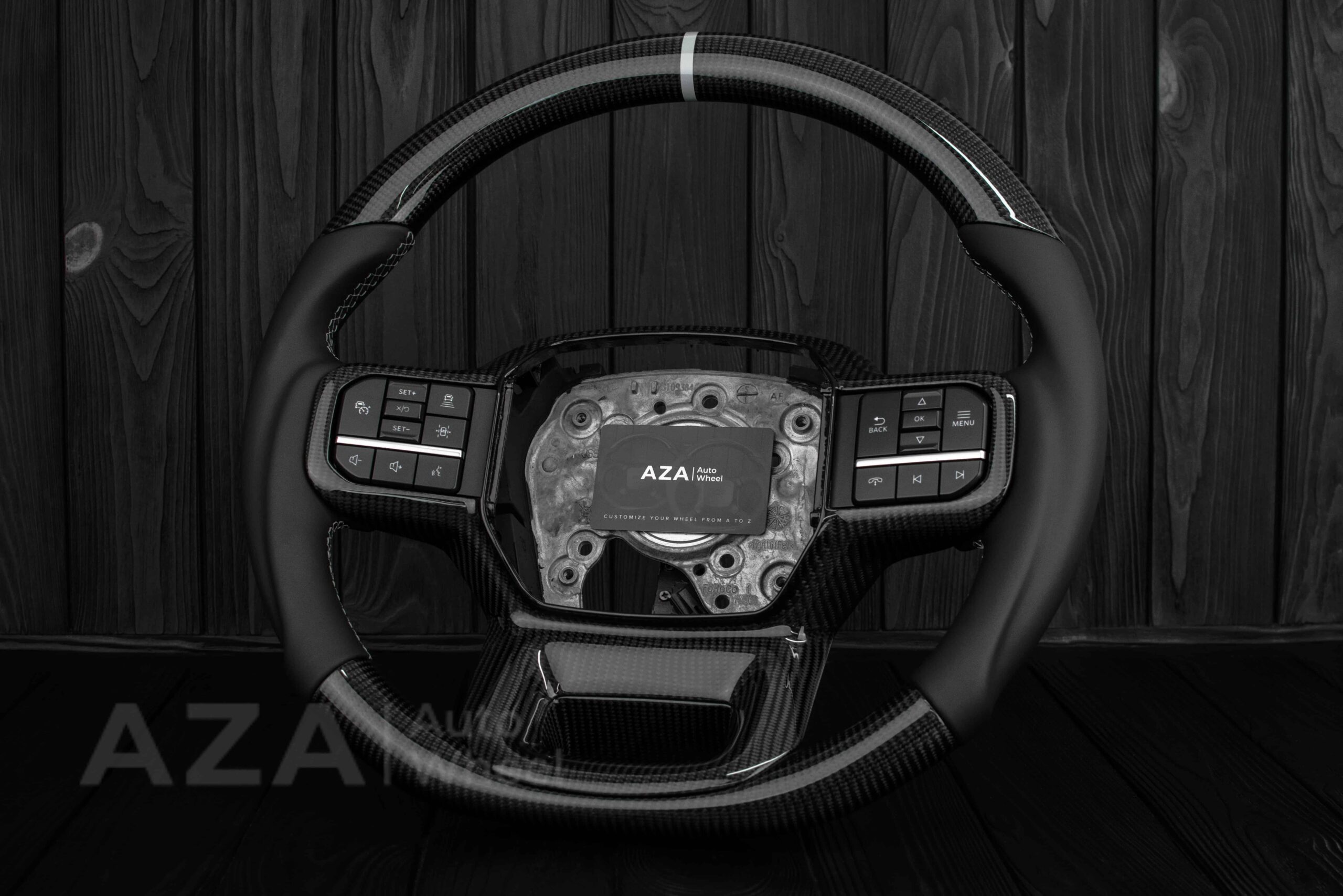 Steering wheel FORD F250/F350 King Ranch 2022+ Carbon fiber/Napa leather/White details - Image 3