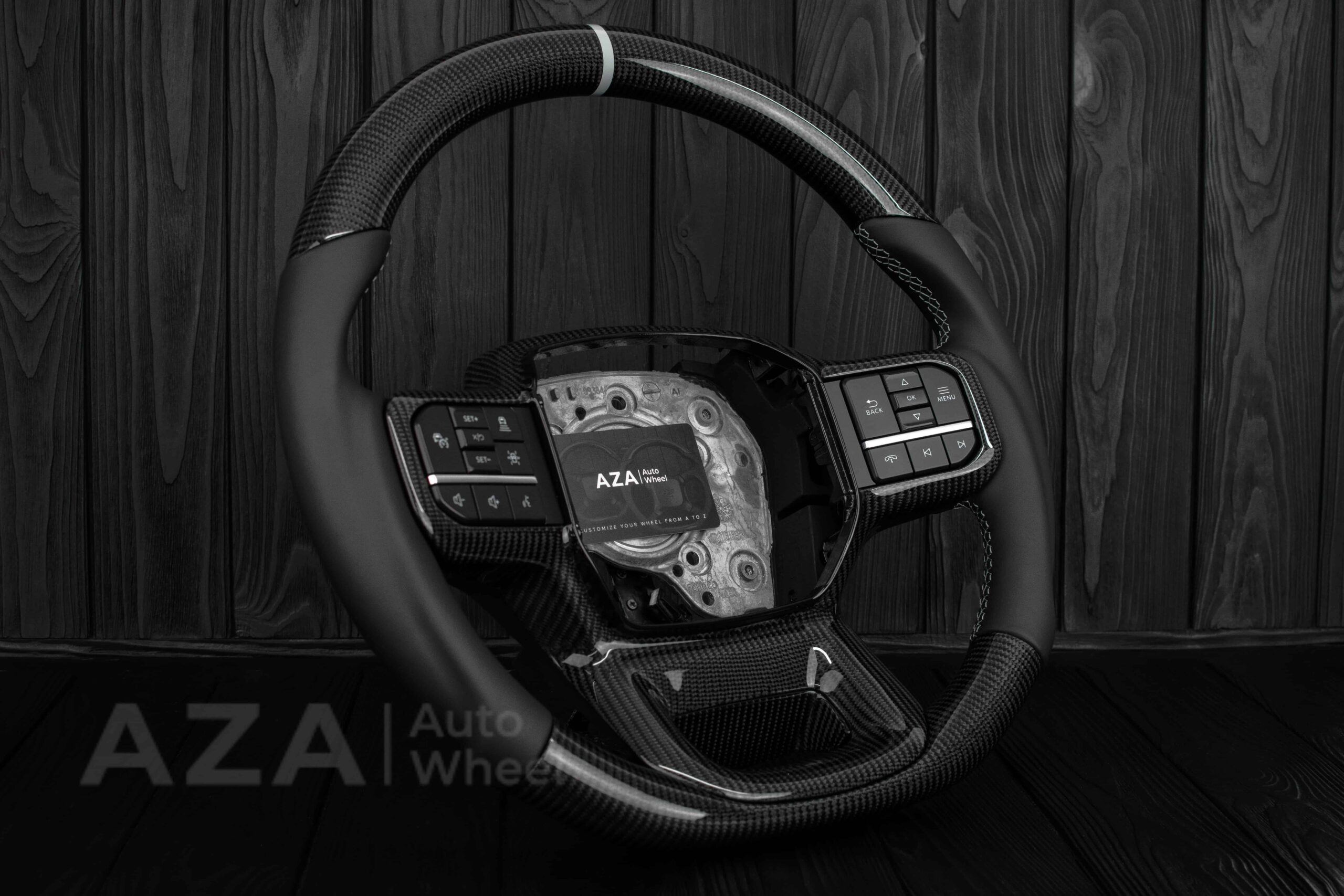 Steering wheel FORD F250/F350 King Ranch 2022+ Carbon fiber/Napa leather/White details - Image 5