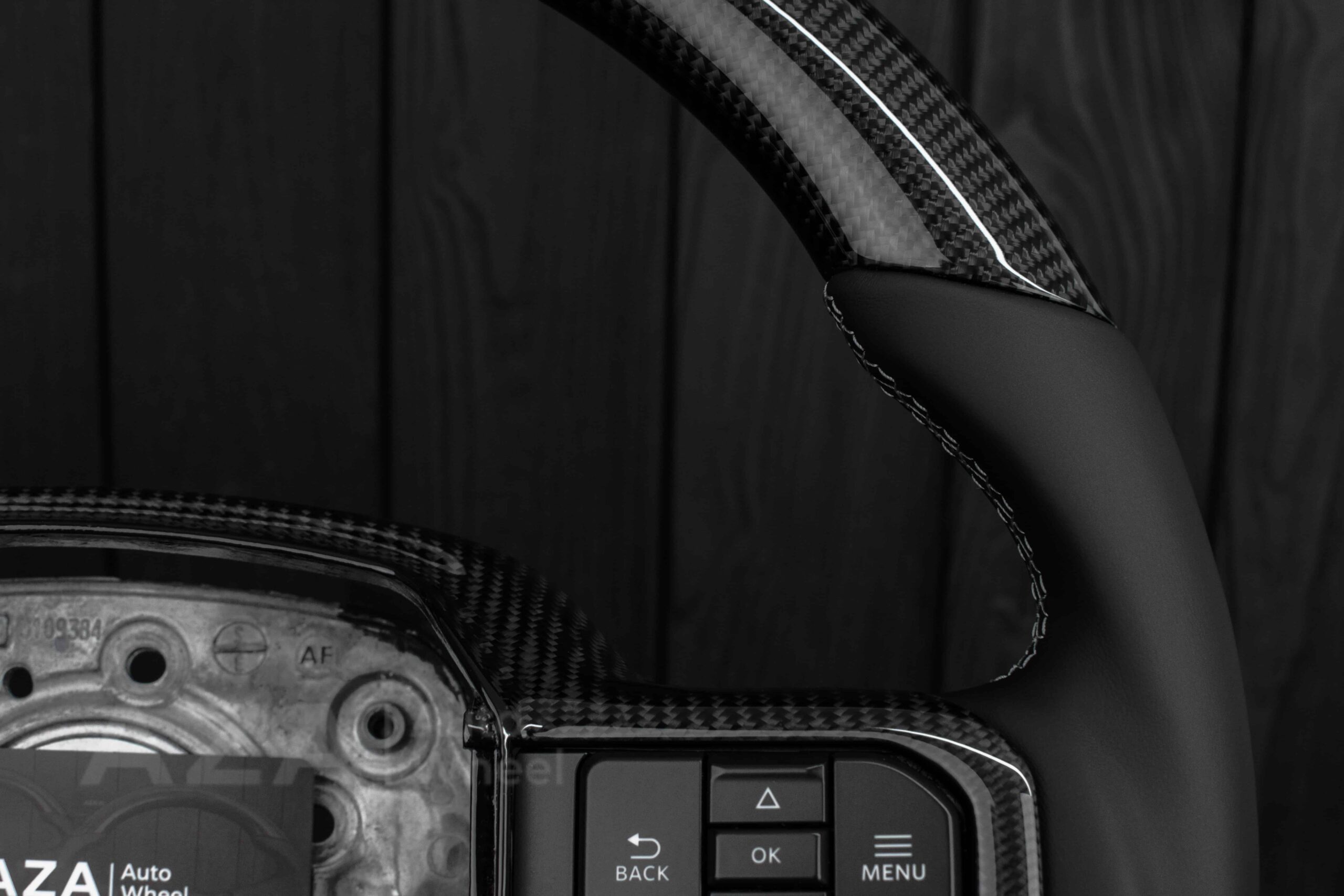 Steering wheel FORD F250/F350 King Ranch 2022+ Carbon fiber/Napa leather/White details - Image 7