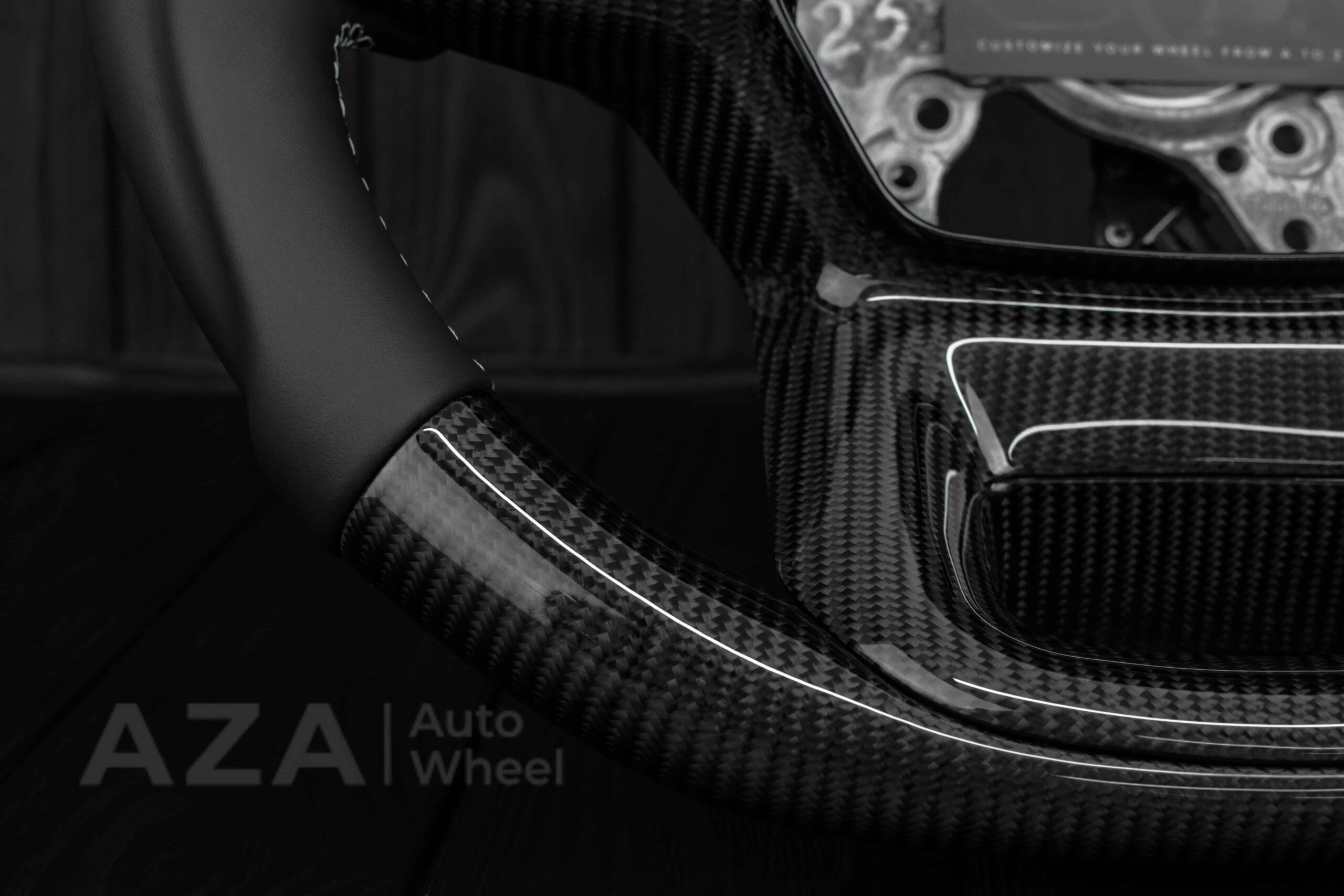 Steering wheel FORD F250/F350 King Ranch 2022+ Carbon fiber/Napa leather/White details - Image 9