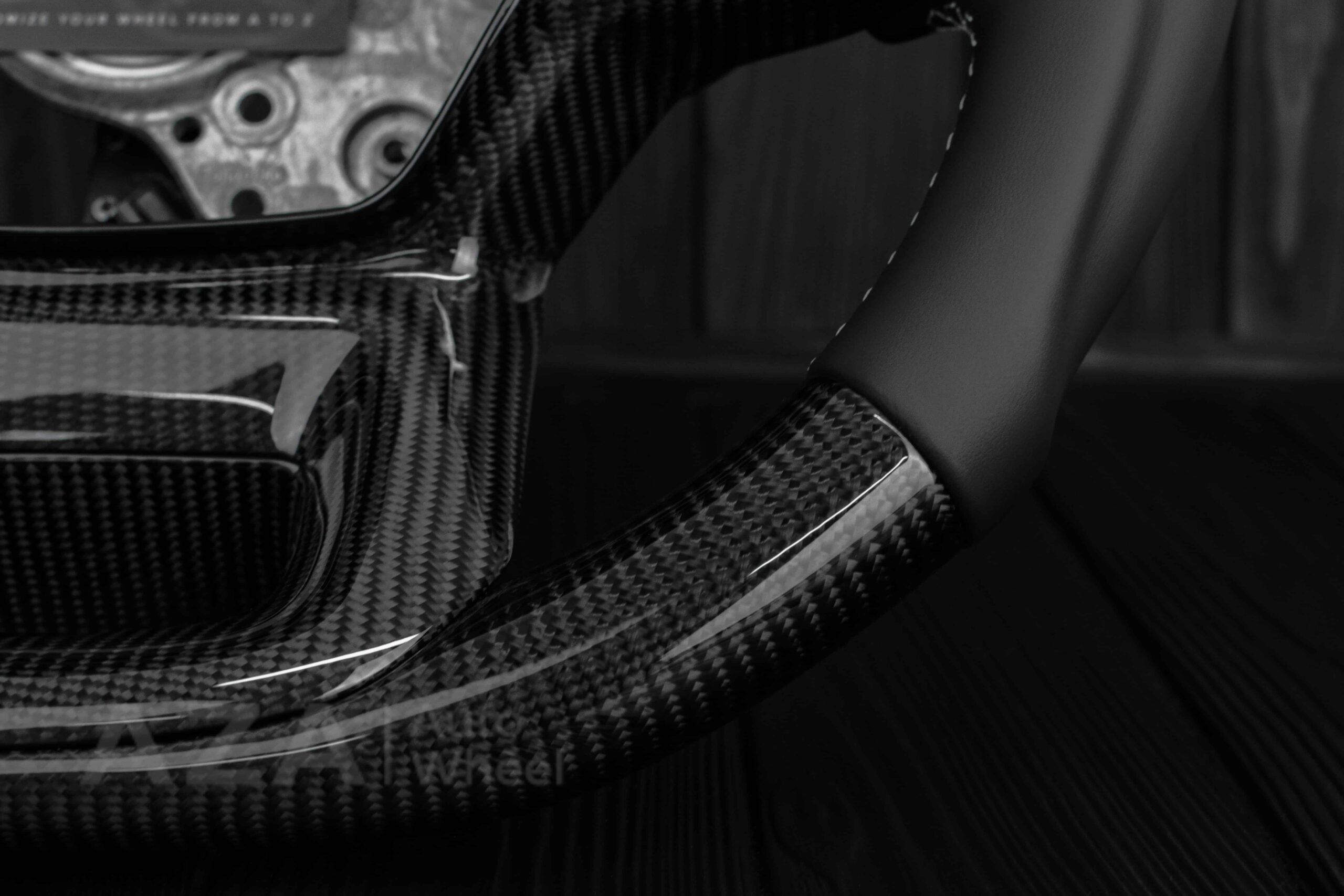 Steering wheel FORD F250/F350 King Ranch 2022+ Carbon fiber/Napa leather/White details - Image 10