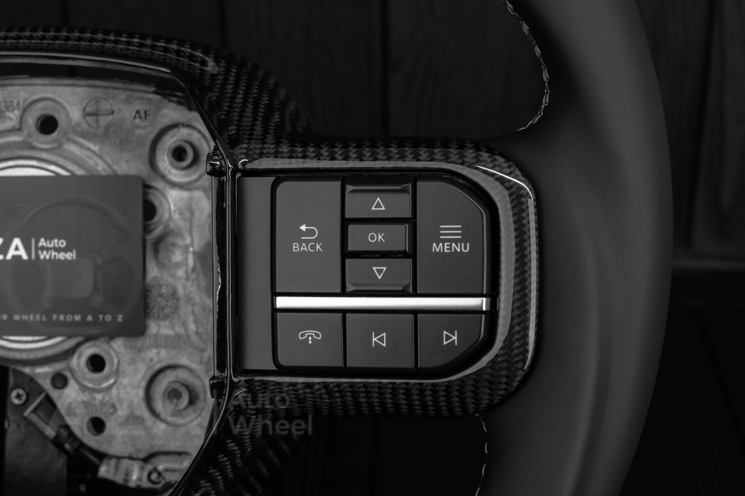 Steering wheel FORD F250/F350 King Ranch 2022+ Carbon fiber/Napa leather/White details - Image 13