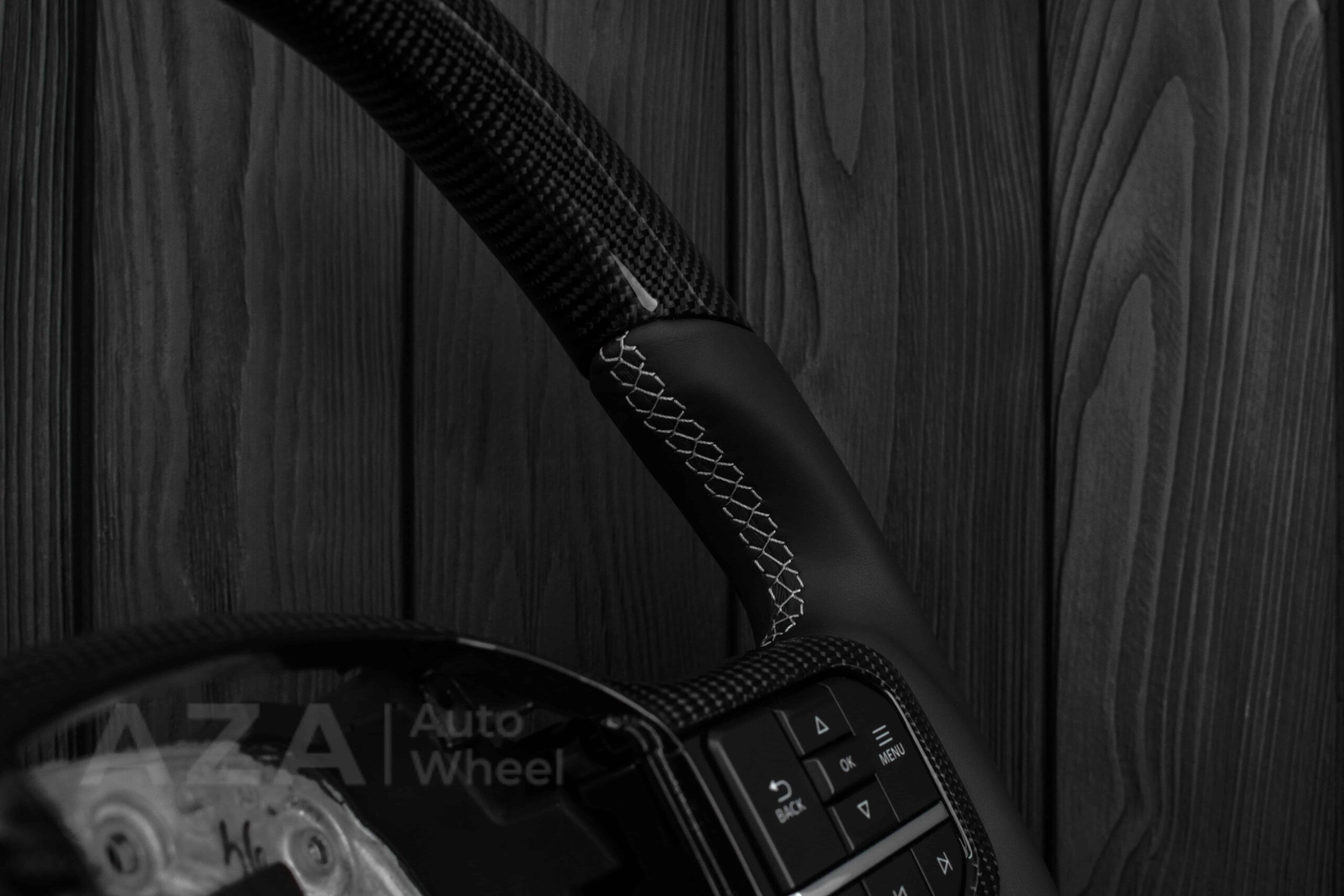 Steering wheel FORD F250/F350 King Ranch 2022+ Carbon fiber/Napa leather/White details - Image 14
